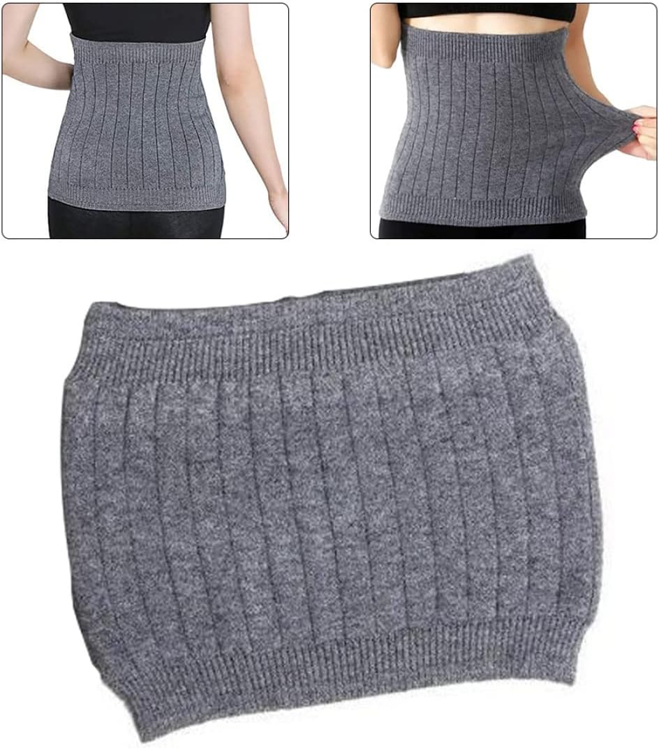 Back Warmer Cashmere Kidney Warmer Winter Elastic Abdominal Warmer Waist Support Belt for Men and Women Grey (M) Cashmere Kidney Warmer image number 3