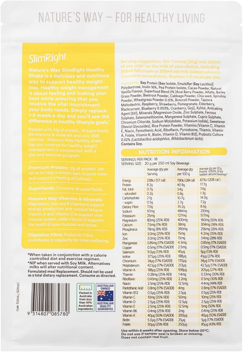 Nature'S Way Slim Right Healthy Vanilla Shake, 360 G image number 1