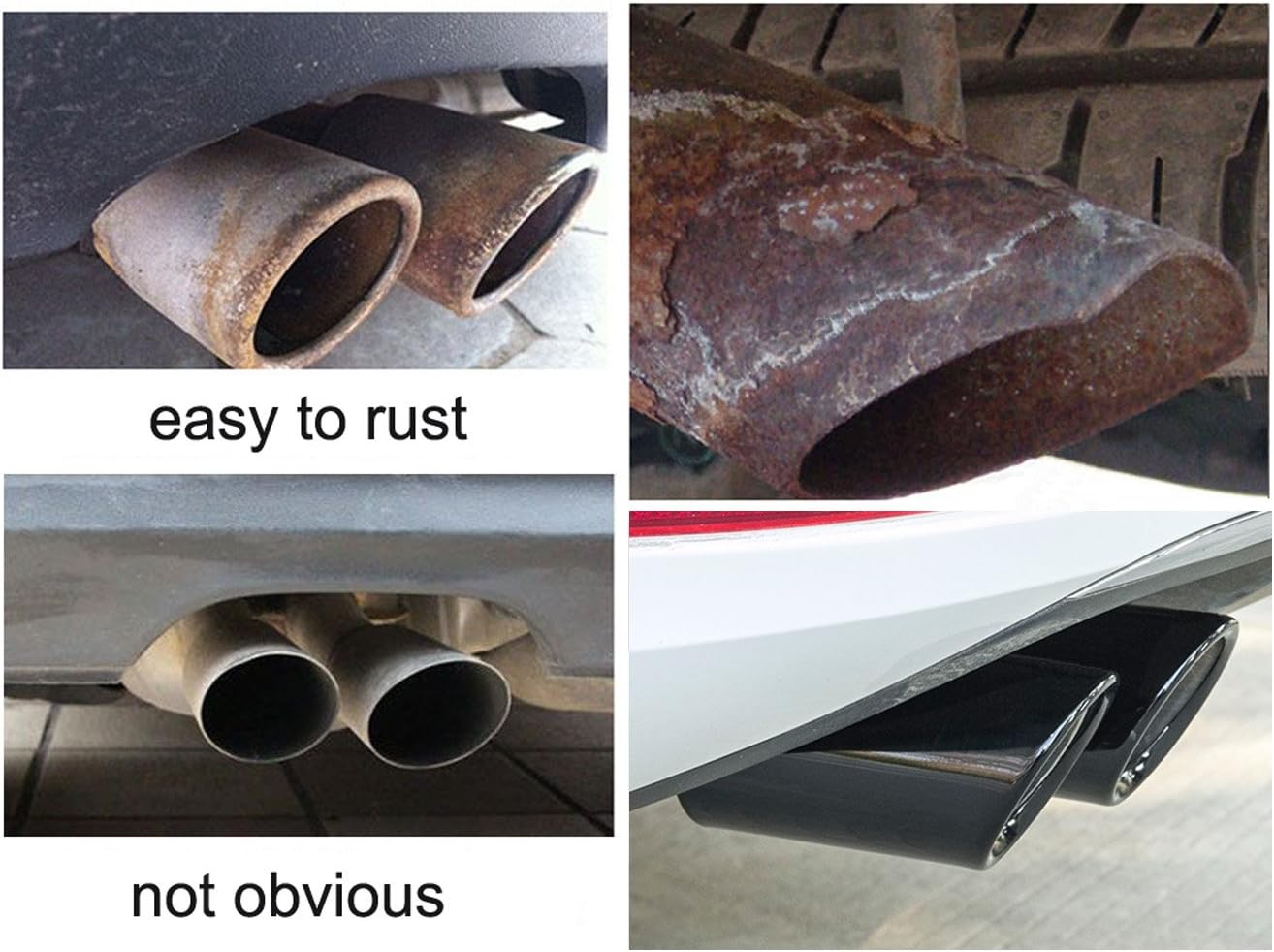 Dsycar Chrome Plating Stainless Steel Car Exhaust Muffler Tip Pipes Covers for Audi A1 Q3 A4L Q5 A3 TT Black