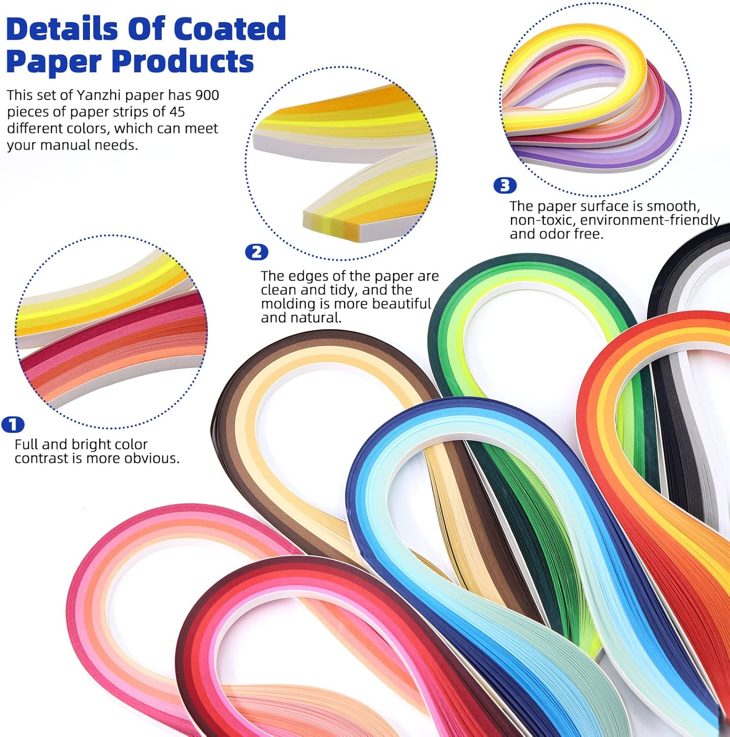 Glarks 916Pcs Paper Quilling Tools Kit, 900Pcs 5Mm 45 Colors Strips with Slotted Pen Curling Coach Tweezers Awl Shaping Tool Pearl Pin Bump Styler Mold Coordinate Setting Flower Pattern Board Set