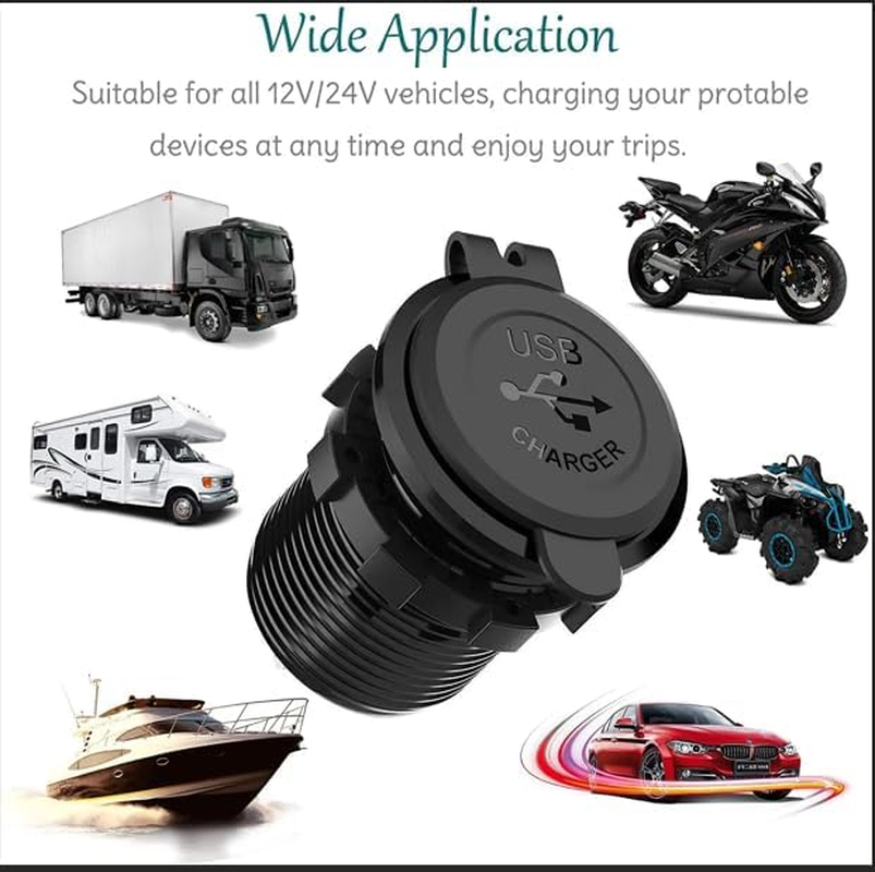 [2 Pack] Quick Charge 3.0 Waterproof Dual USB Charger Socket with Touch Switch, 12V/24V Fast Charging Outlet for Car, RV, Boat, Motorcycle, Truck image number 1