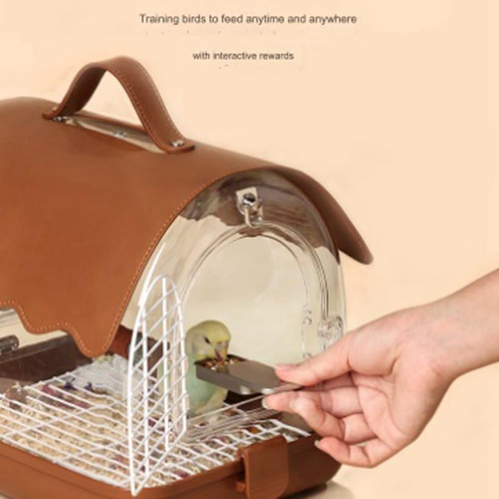 Mini Bird Training Food Box Hand-Held Parrot Feeder Feeding Box Training Food Jar Bird Interactive Toy Easy Install Silver image number 4