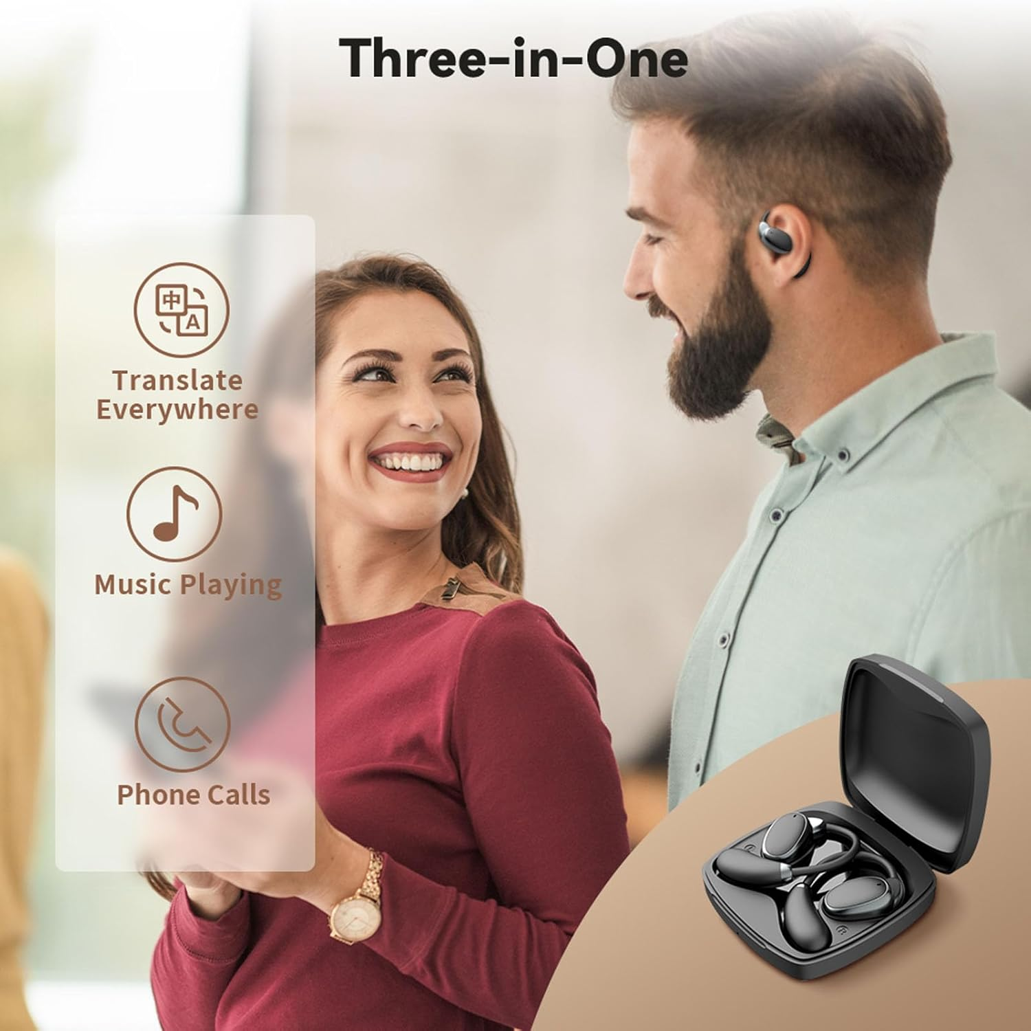 SENECESLI AI Translation Earbuds, Translation Earbud Real Time with 150 Languages, Wireless Stereo Bluetooth 5.4 Earbuds Translator Device for Music Playback Call