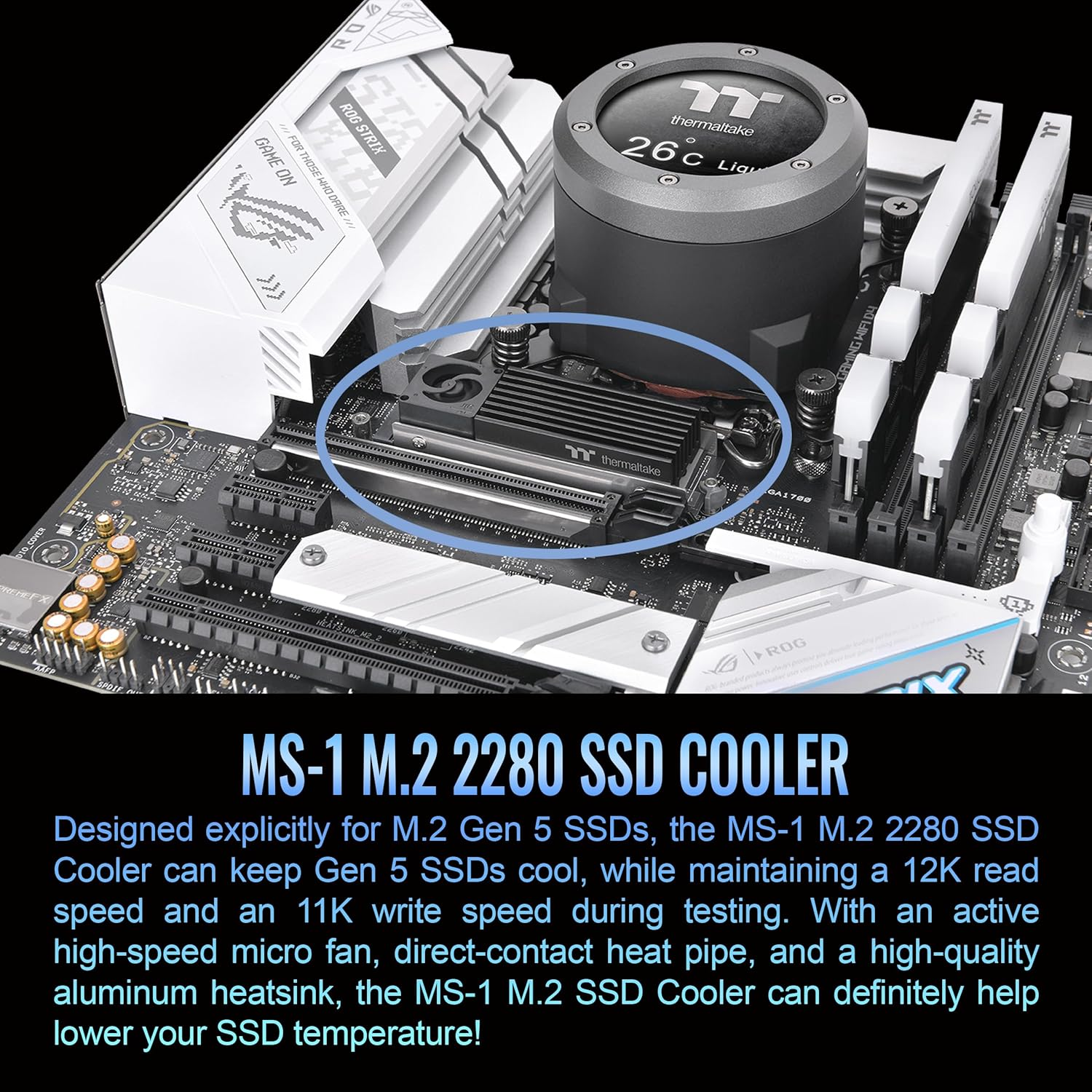 Thermaltake MS-1 M.2 2280 SSD Cooler, CL-O043-AL02BL-A image number 1