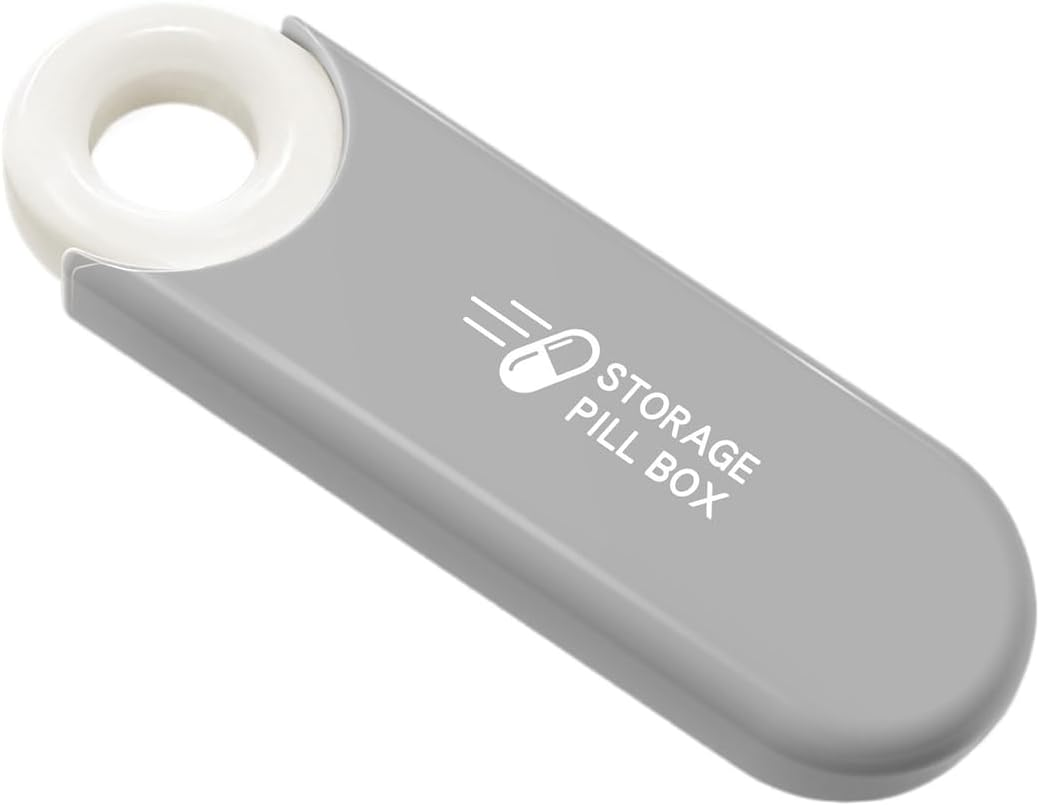 U-Shaped Pill Box Organiser, Daily Pill Container Organizer 3 Compartments, Small Portable Pill Case for Travel Pocket Purse, Compact EDC Pill Holder (Grey)