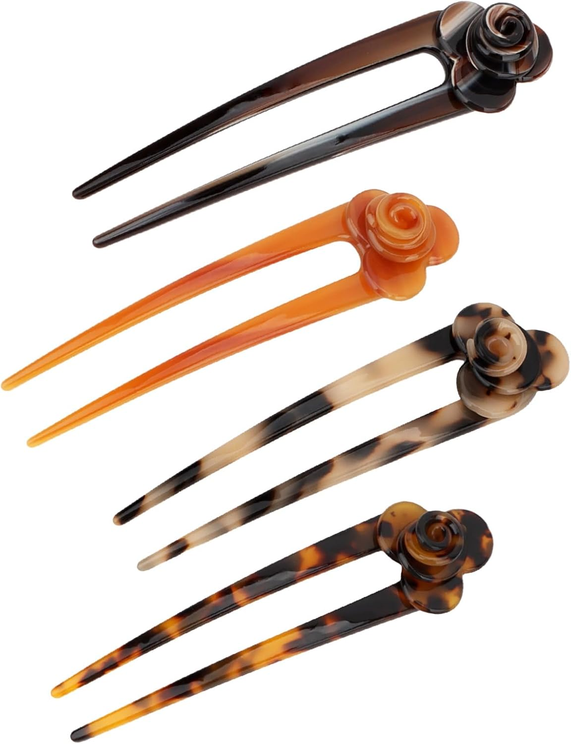 EXIPSAT Pack of 4 Tortoiseshell Flower Hair Pins U Shape Hair Clips Hair Clips for Women with All Hairstyle Styles image number 3