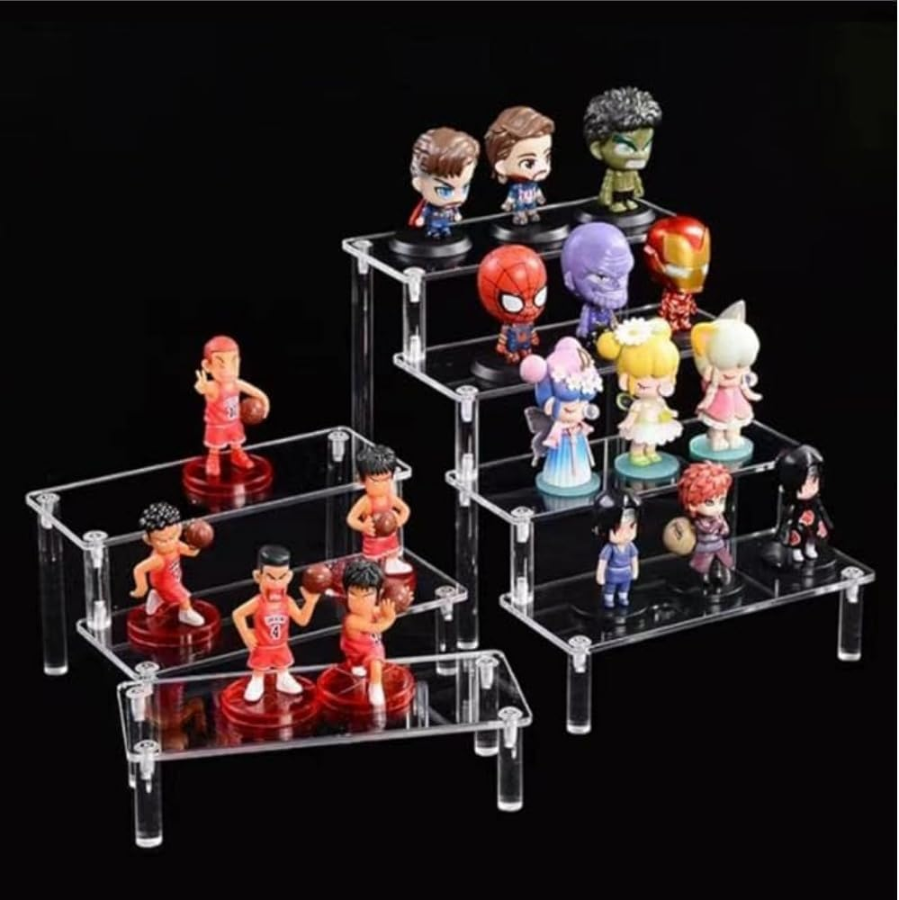 Fabselection Acrylic Riser Display Stand, 4 Tier Acrylic Display Shelf Acrylic Riser Display Stand for Action Figures,Cupcake, Trophy, Perfume,Cosmetics, Jewelry, Collections and Party Desserts (Black) image number 4
