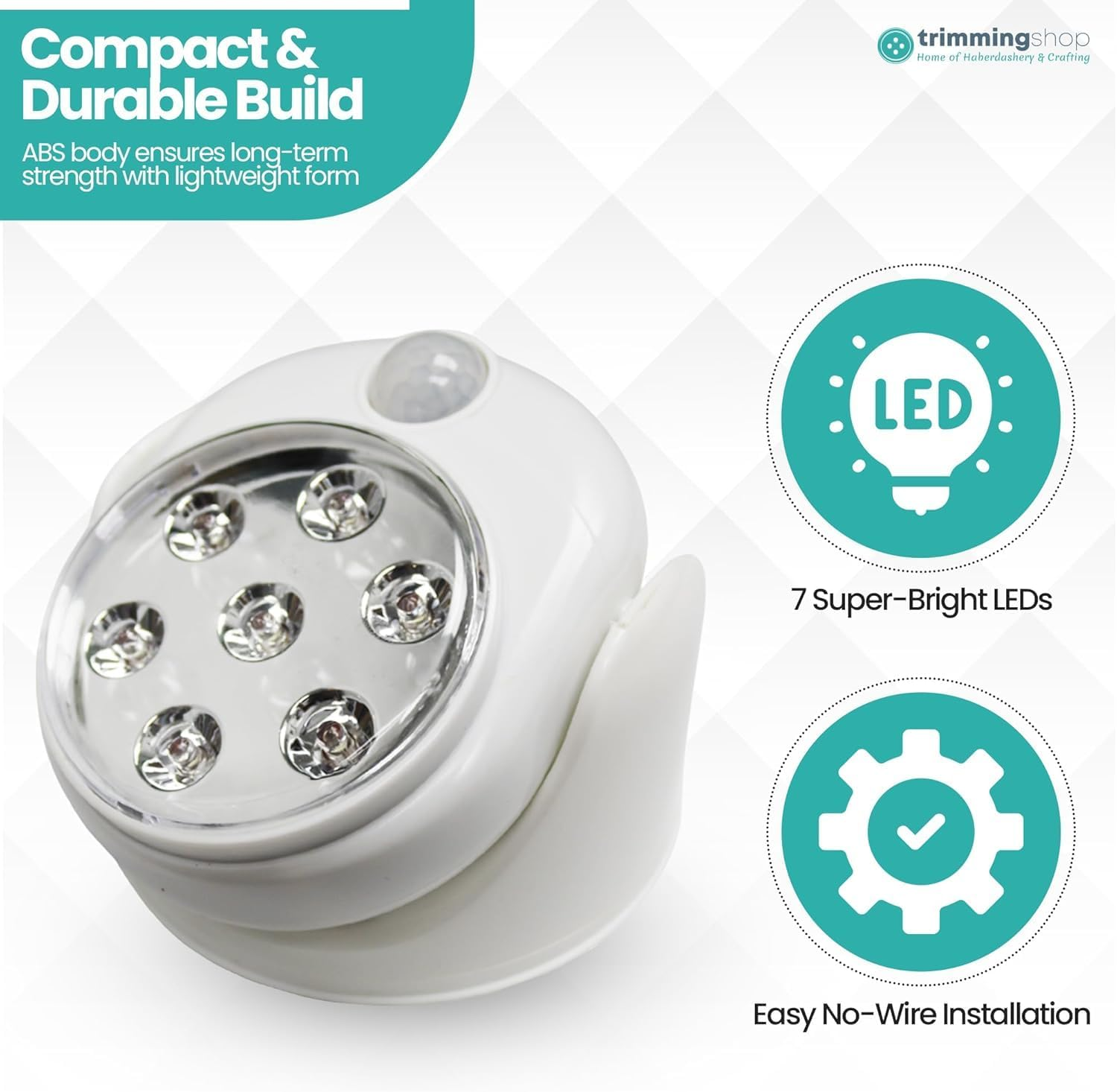 JHD 2 X 6000K Battery Motion Sensor Light Outdoor Waterproof Wireless LED Battery Powered Wall Light Auto On/Off Night Light Cool White image number 5