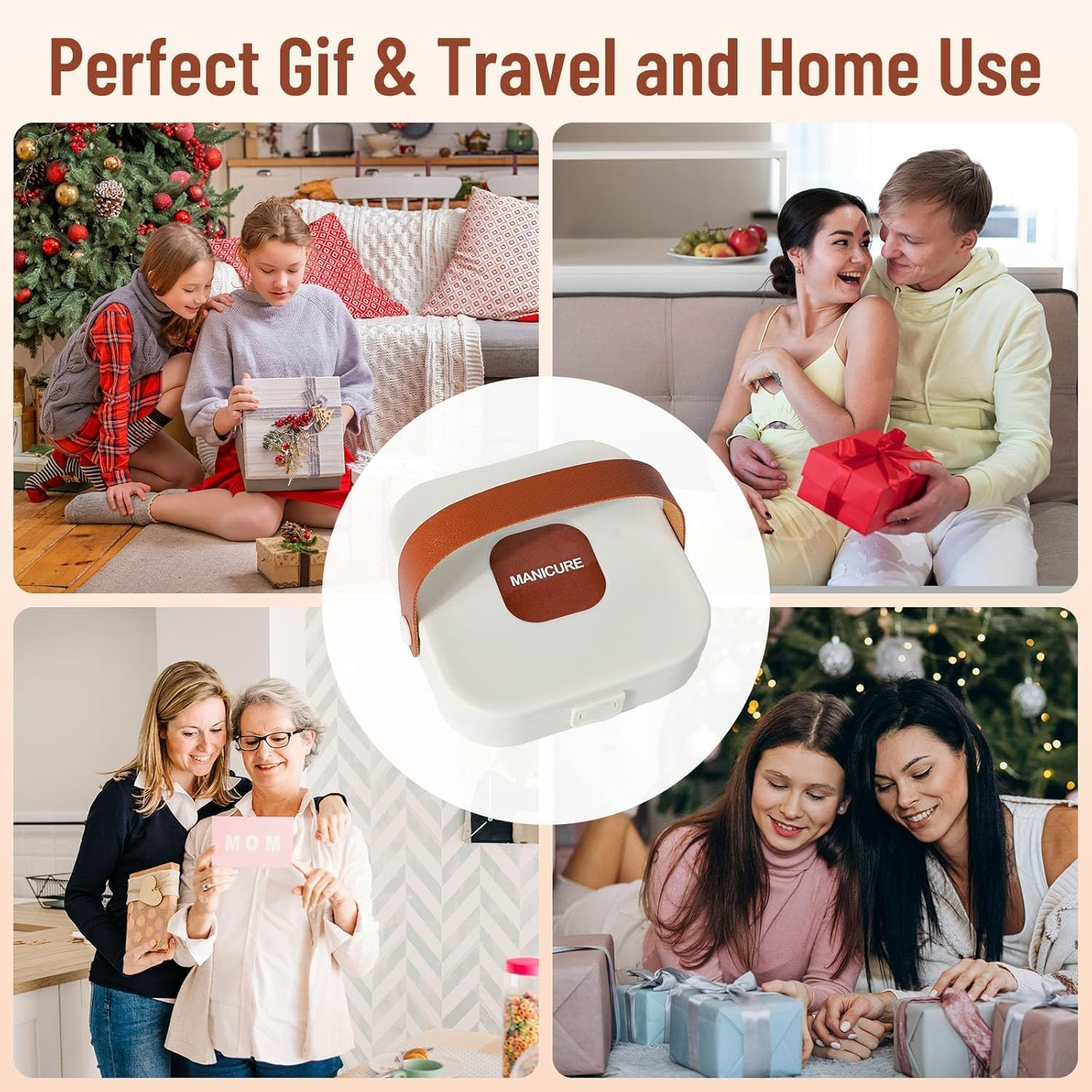 Quhoxdye Nail Clippers Set 7 Pieces Stainless Steel Professional Grooming Kits, Fingernail and Toenail Clipper Cutters with Luxurious Travel Case Nail Care Tools Manicure Pedicure Kit (Beige+Beige) image number 4