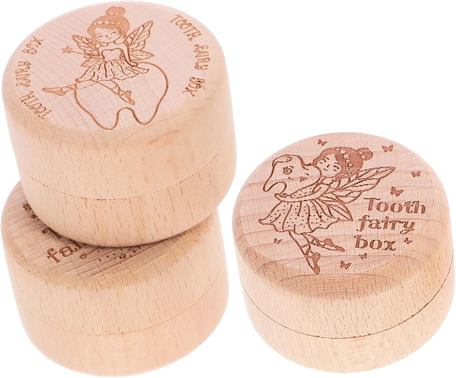 1Set Wooden Teeth and Hair Keepsake Organizer Natural Beech Storage Box for Childhood Memories for Newborns and Boys and Girls image number 6