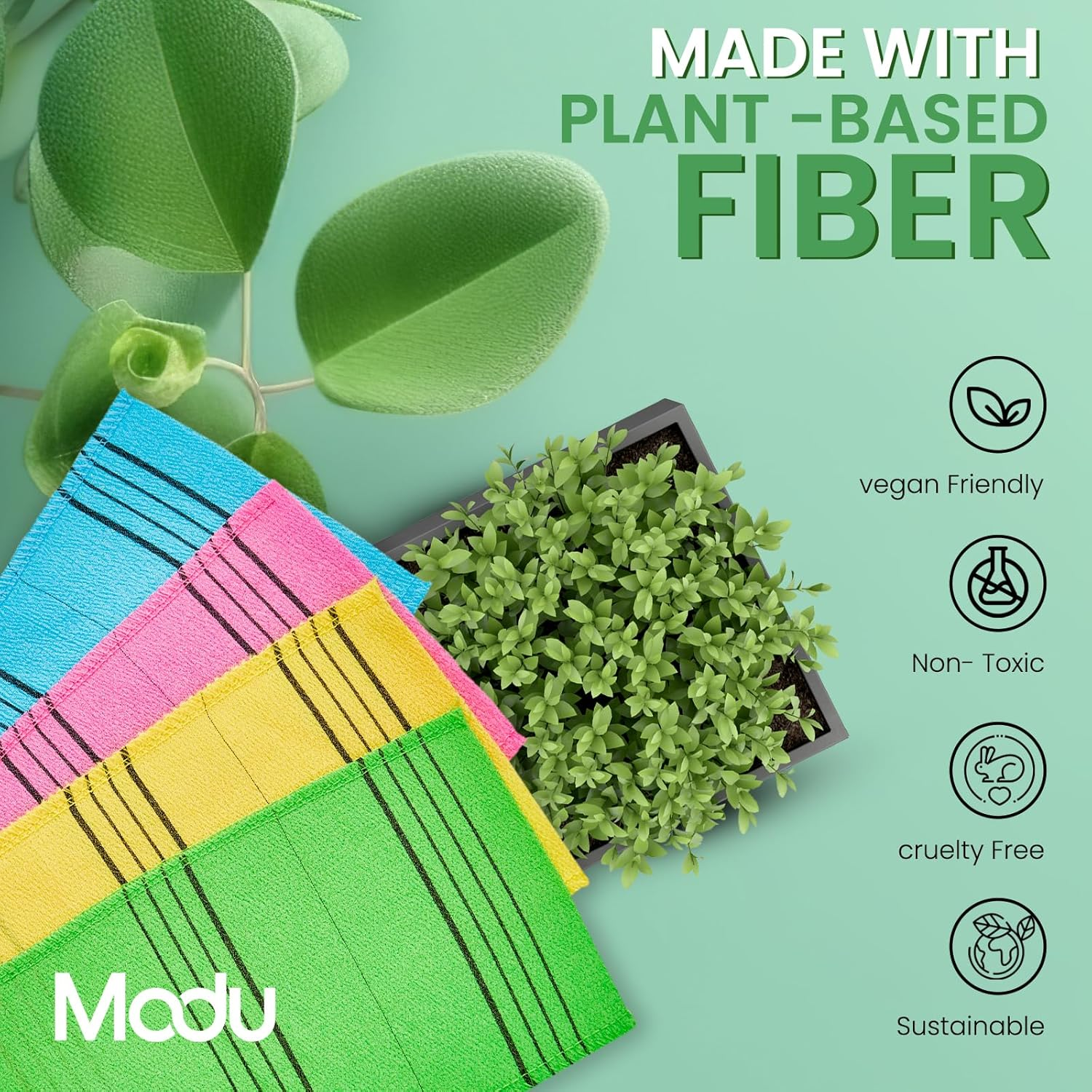 Modu 10 Pcs Korean Exfoliating Bath Washcloth 6 X 9.1 in - Asian Italy Towel image number 2