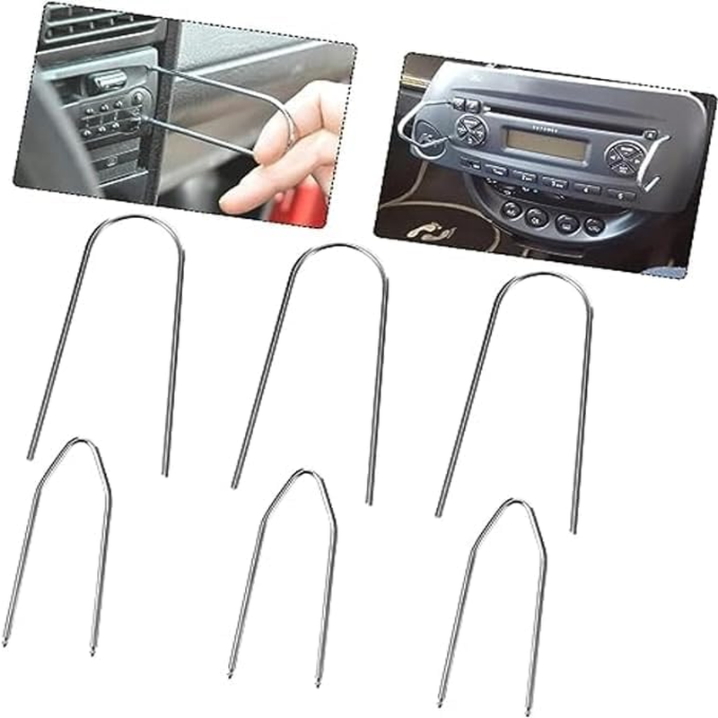 6 Pieces Car Radio Removal Pry Tool Kit, U-Shaped &V-Type Automotive Car Radio Removal Pry Tool Kit Stainless Steel Car Radio Removal Tool for Disassembly of Most Car Audio Frequency Converter image number 5