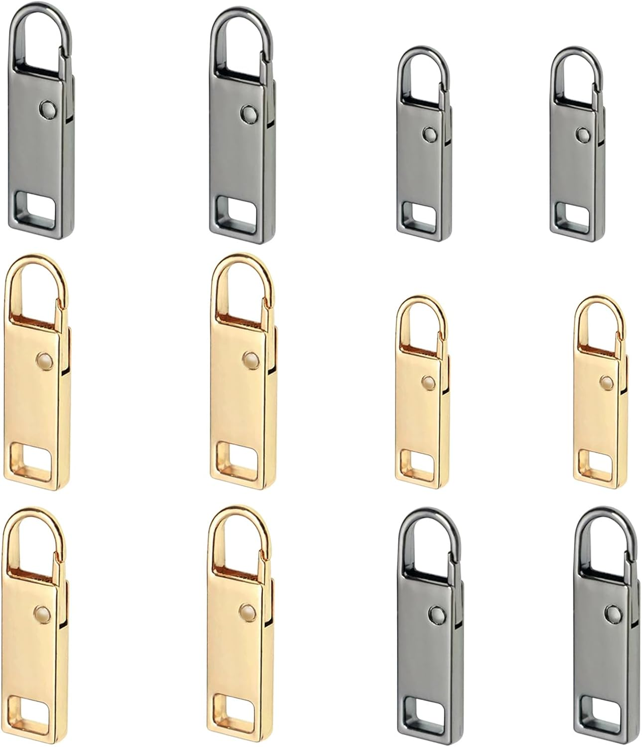 Urmspst Zipper Pull Replacement (2022 Upgraded), 8 Pcs Detachable Zipper Pull Tabs for Luggage Clothing Jackets Backpacks Boots Purse Coat(4 Color Black, Silver, Gold, Brilliant Black)