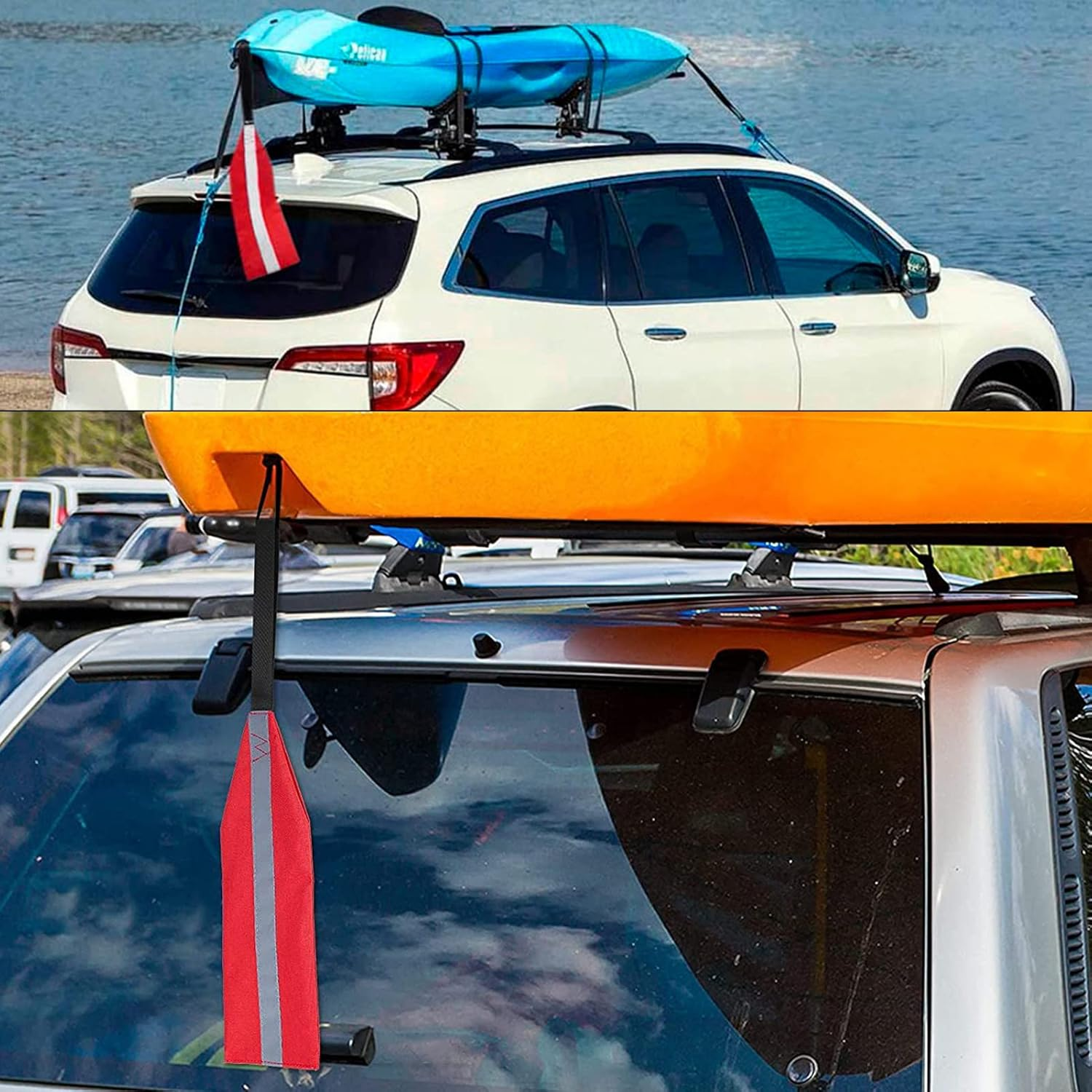 Safety Travel Flag for Kayak Canoe Safety Flag Kayak Trailer Flag Kayak Travel Flag Kayak Accessories Safety Flag Reflective Kayak Warning Flag Red Safety Flag for Kayak Sup Towing