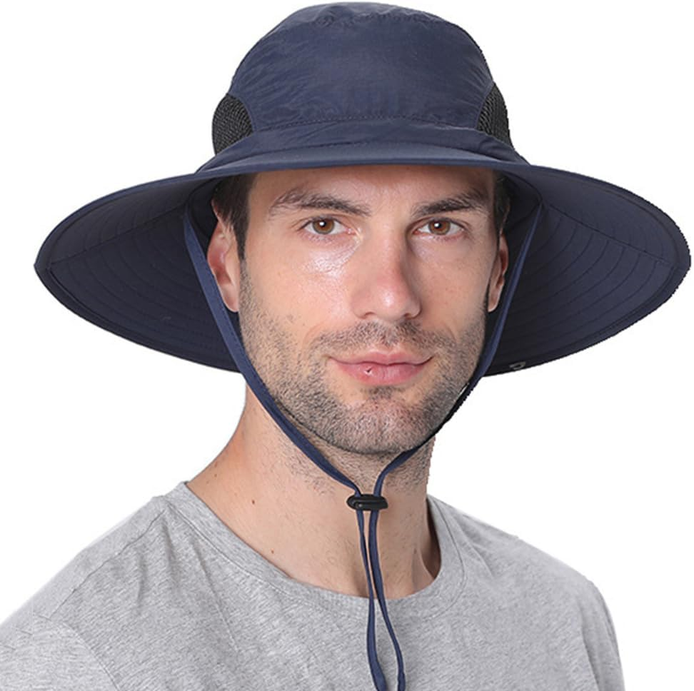 Wind Resistance Wide Brim Bucket Hat UPF 50 UV Protection, Outdoor Fishing Hats with Chin Strap for Men & Women, Smart Sun Cover for Farming, Camping, Hiking, Golf, and Summer Gear - Army Green image number 6