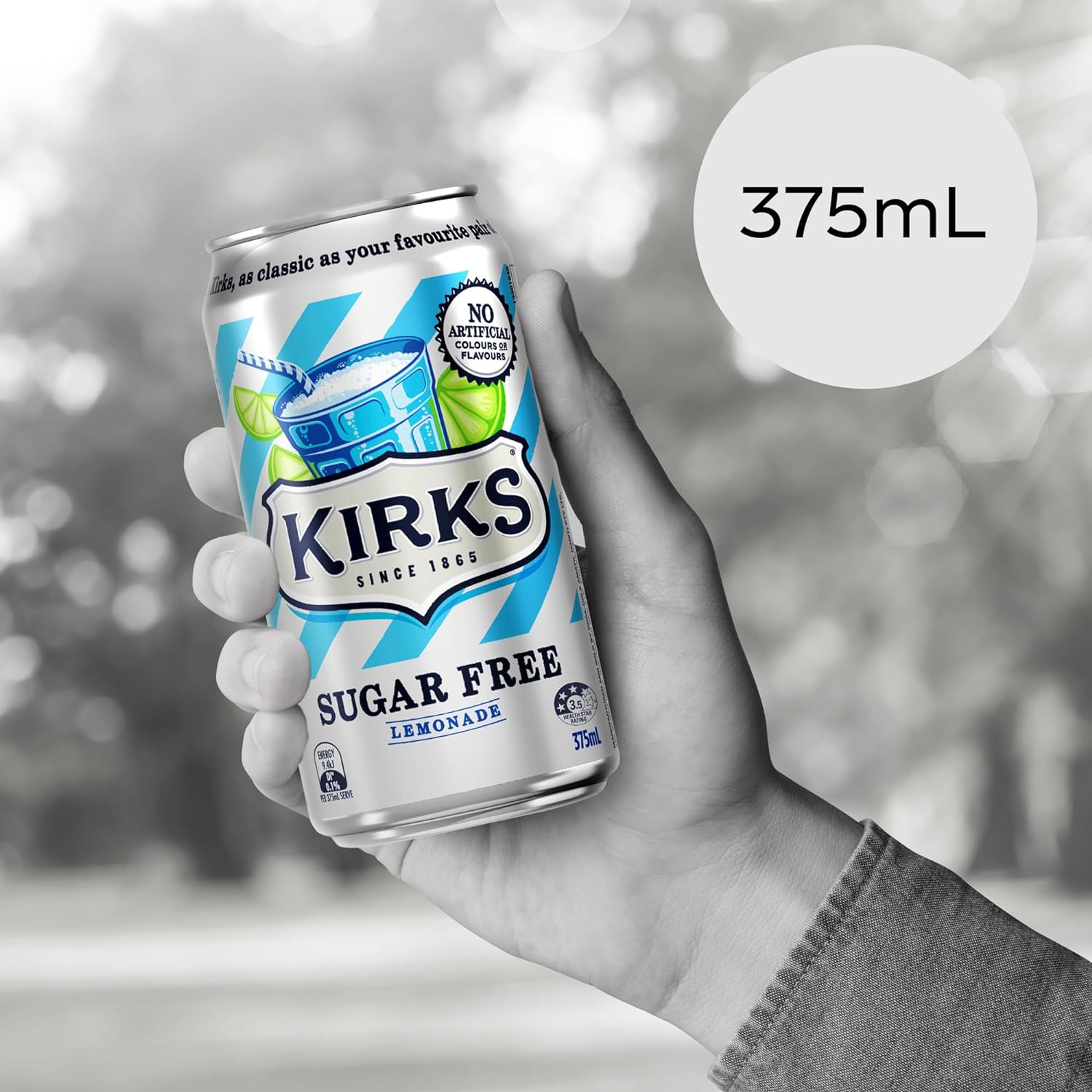 Kirks Lemonade Flavour Sugar Free Soft Drink Multipack Cans 20 X 375 Ml