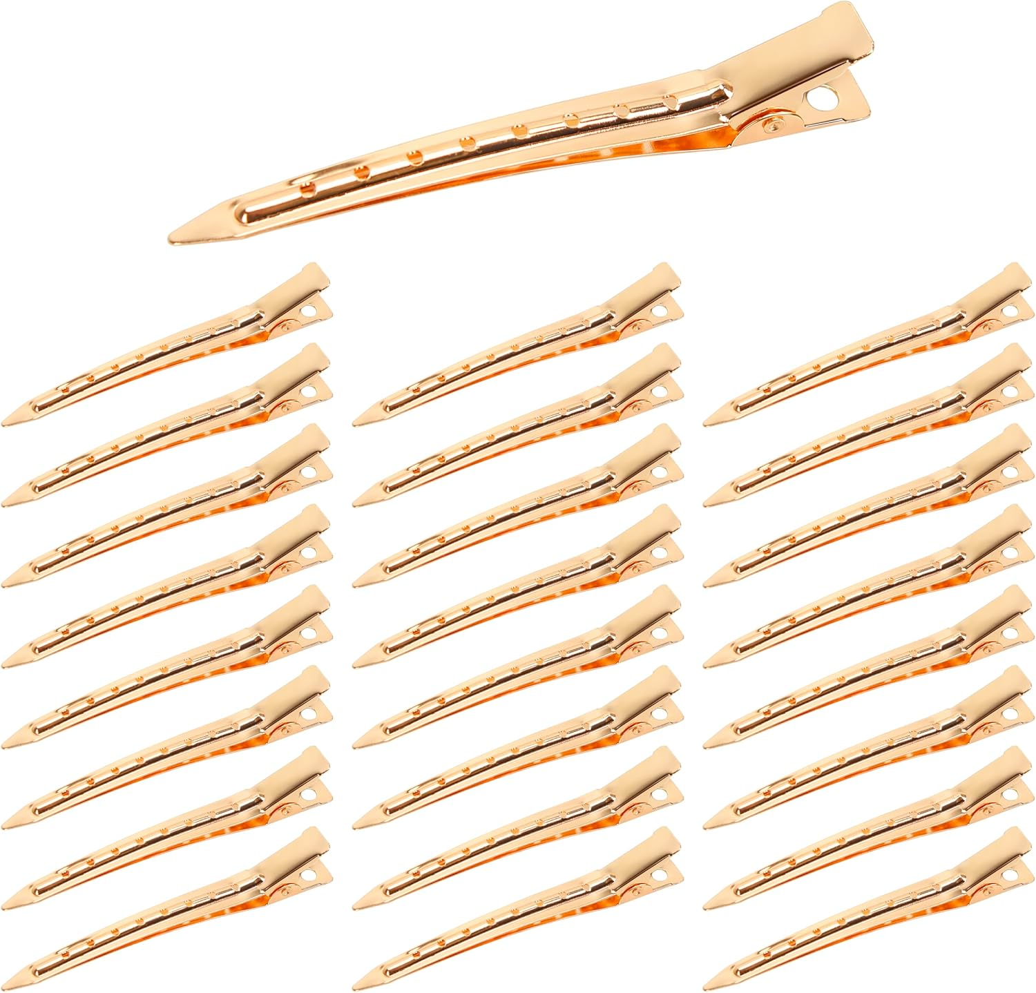 Beayuer 25 Pieces Duck Bill Hair Clips, 3.5 Inch Rustproof Metal Alligator Curl Clips with Holes for Hair Styling, Hair Coloring, Thick Hair Sectioning, Salon, Bows DIY, Silver (25 Pcs, Silver)