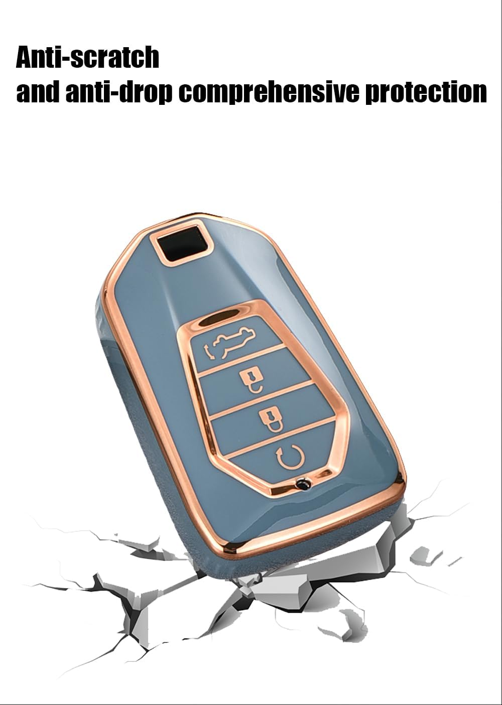 Ontto TPU Car Key Fob Cover Fit for Isuzu D-Max MU-X D Max AT35 for Mazda BT50 Pickup 2020 2021 2022 Onwards Key Holder Smart Case Shell Keyring Keychain Protector Accessories 3 Buttons Grey - 3 Buttons-Grey image number 4