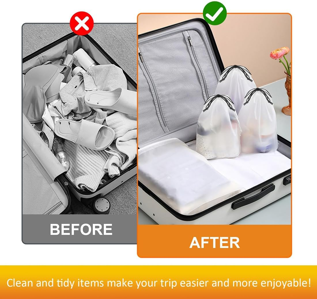 20 Pack Clear Shoe Bags for Travel, Transparent Shoe Bags Large, Waterproof & Dustproof Drawstring Travel Shoe Bags for Packing, Shoes Organizers Storage Pouch for Men and Women image number 5