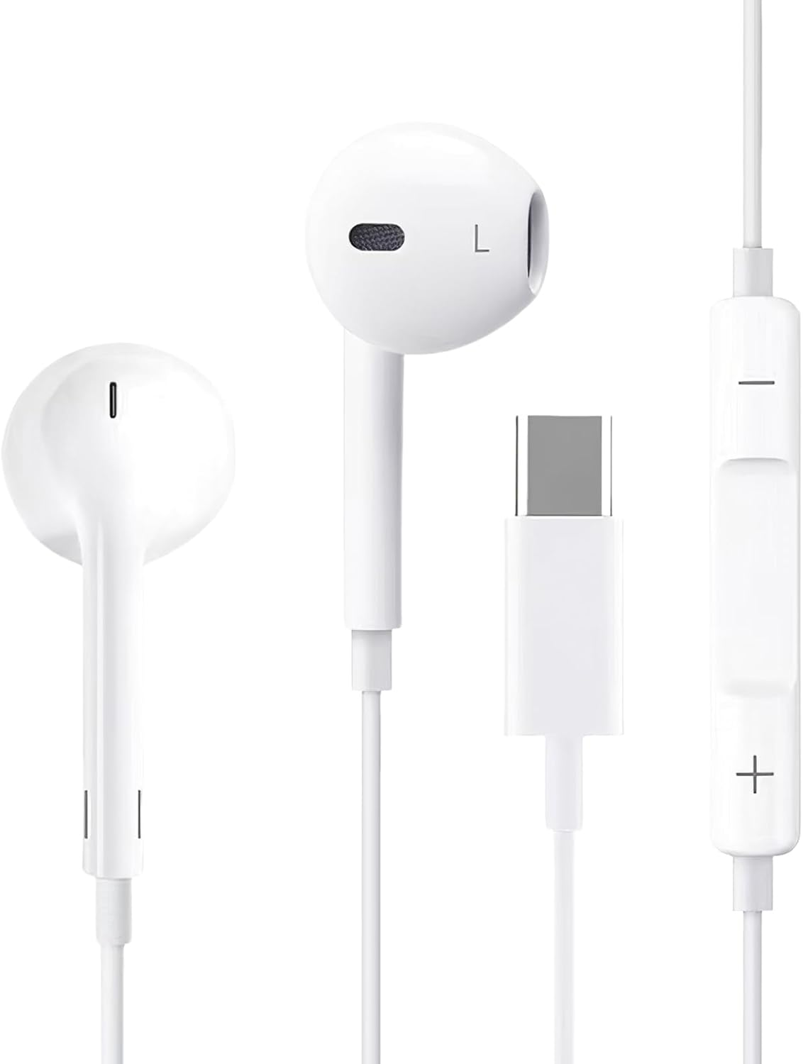 USB C Headphones, Wired Hifi Stereo Earphones with Microphone & Volume Control, Compatible with Iphone 15 16 Pro Max plus Pixel 6 6A 7A 9 8 5 Ipad Samsung S23 FE S22 Oneplus 9 8 Android Phone(White) image number 1