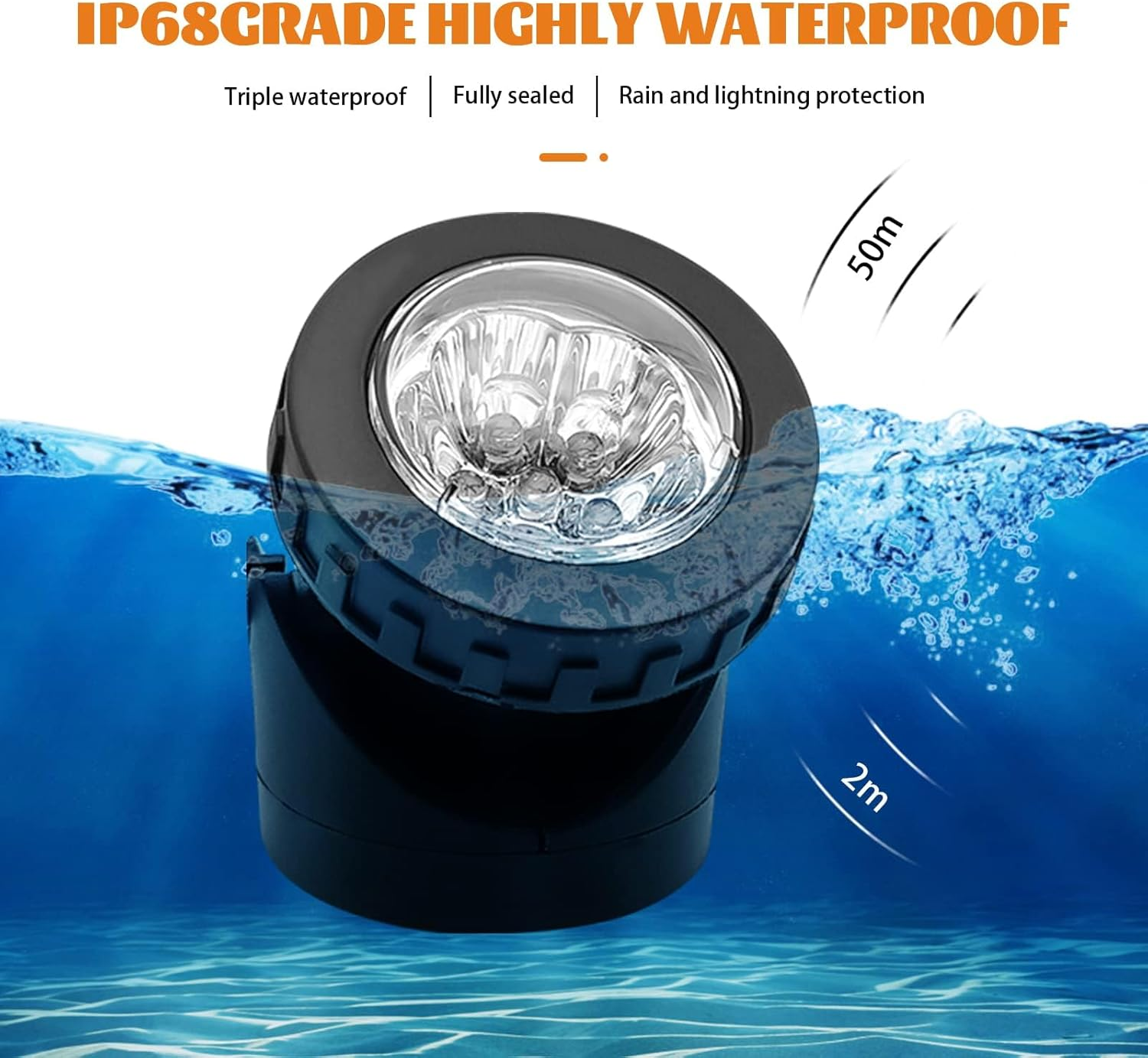 Solar Spot Lights Outdoor, 12 LED Waterproof Pond Light Solar Spotlight Underwater Light Security Lighting Dark Sensing Auto On/Off Adjustable Lighting Angle, for Outdoor Lawn Fish Tank Pool (2 Pack)