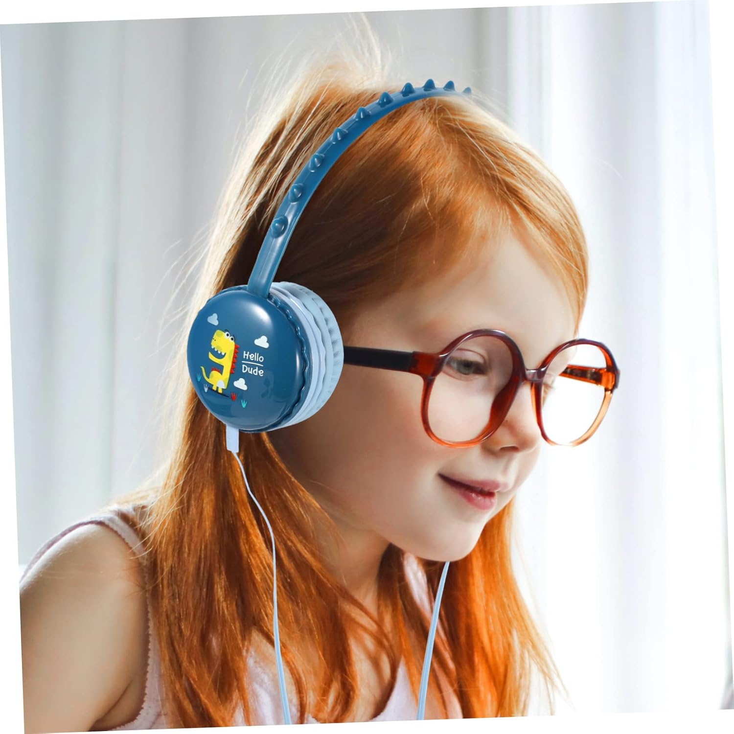 OKUMEYR over Ear Headphones Dinosaur Shape Wired Headset with Soft Breathable Ear Pads for Comfortable Noise Isolating Headband for Travel Study and Outdoor Activities Compatible With image number 4