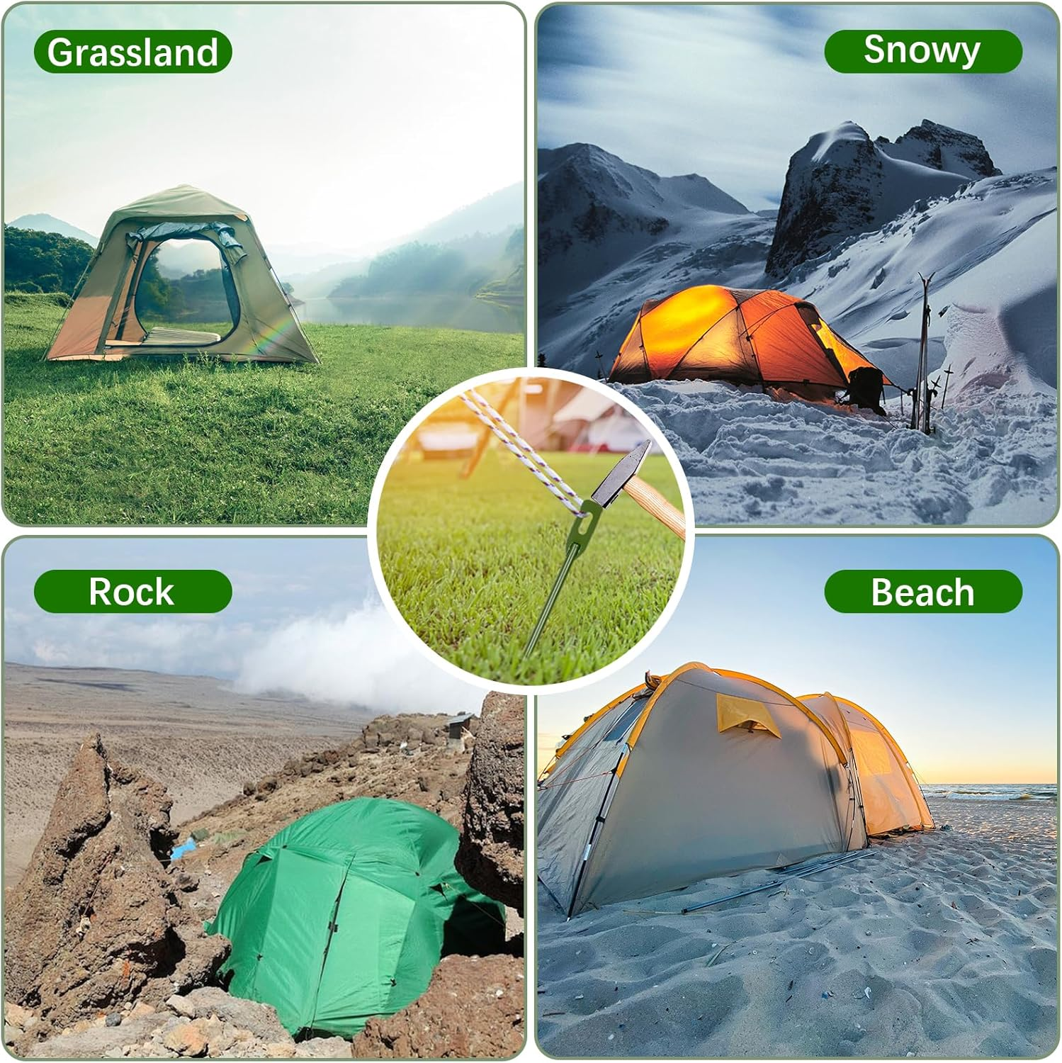 Pack of 4 Metal Yard Sign Stakes, Length 16.5 Inches Thickness 0.3 Inches for Ground Yard Lawn, Rust, Wind & Dust Resistant Sturdy Metal Stake, Not Easy to Shake, Color Available (Black) - Green image number 3