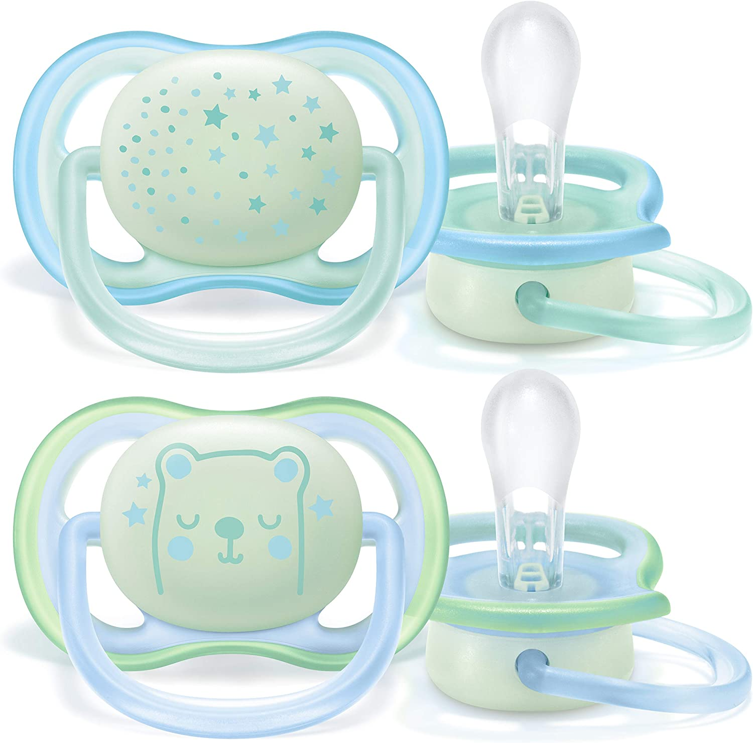 Philips Avent Ultra Air Soother Nighttime Glow, 6-18 Months, 2-Pack, SCF376/20 image number 2