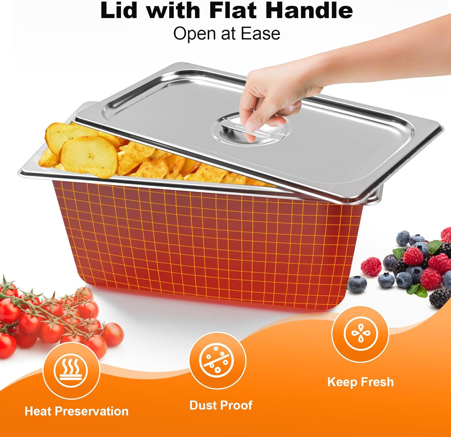 LZONEY 8 Pack Stainless Steel Hotel Pans 1/3 Size X 6" Deep Steam Table Pan with Lids,0.8 Mm Thick anti Jam Pan Stainless Steel Steamer Pan for Party, Restaurant, Hotel image number 2