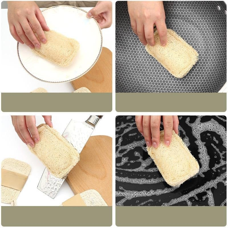 Natural Loofah Sponge 2-Pack &ndash; Small Compact Vegetable Fiber Bath Scrub & Kitchen Sponge, Gentle Exfoliating, Eco-Friendly, Biodegradable image number 5