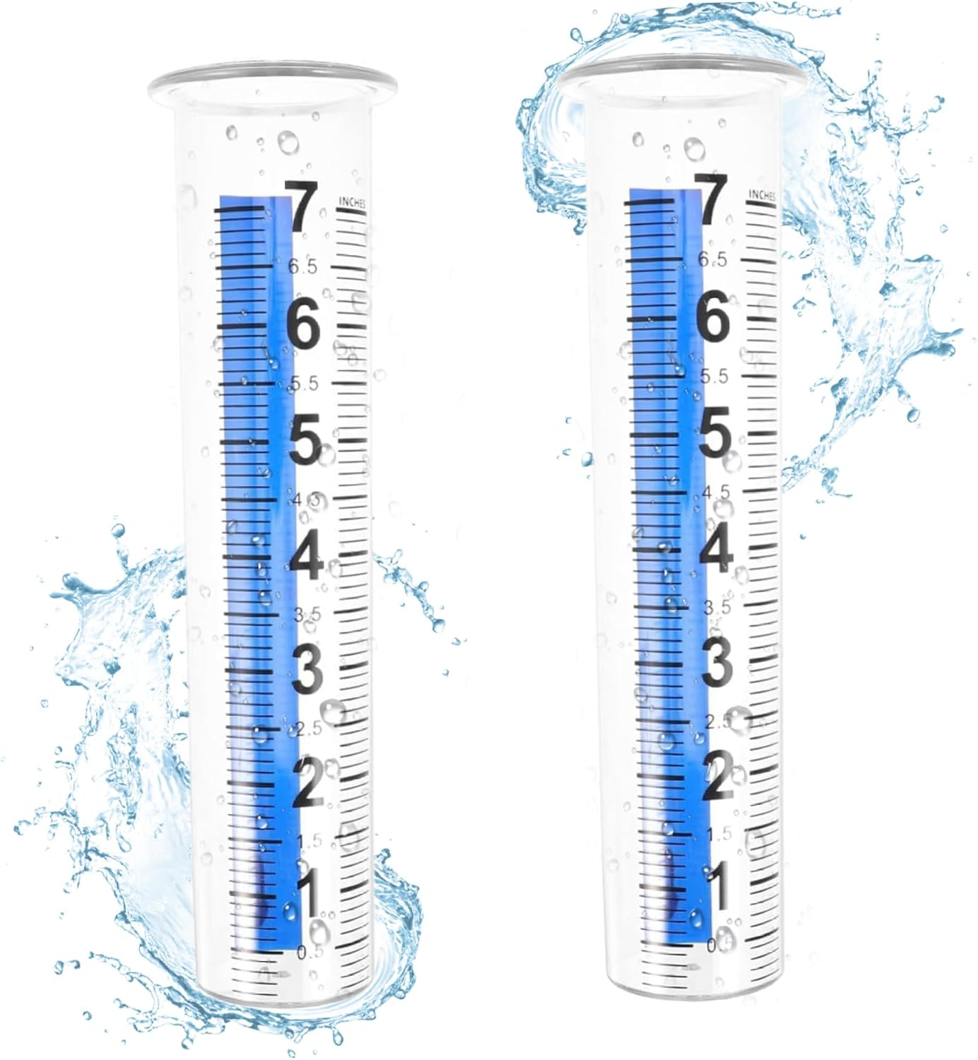 Rain Gauge 8" Capacity Clear Water Gauge for Rain with Large Numbers Scale Crack-Resistant Outdoor 2 Pcs for Yard, Garden, Lawn- image number 1