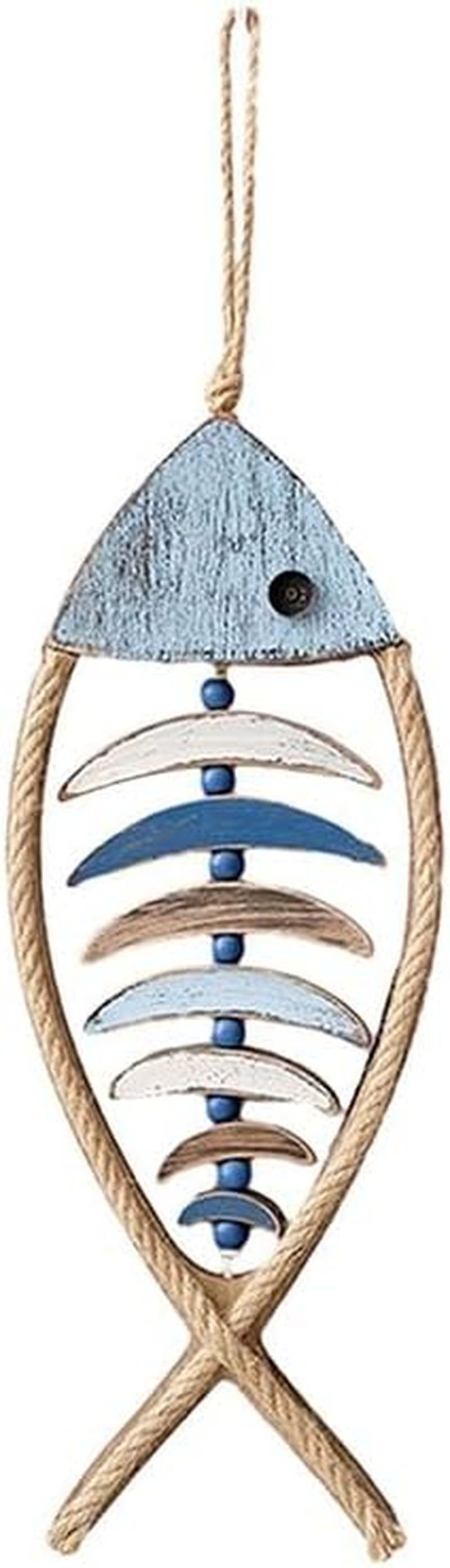 AIMALL Fish-Shaped Wooden Wall Hanging 25.2X8.3In Rustic Nautical Decor for Coastal Living Room Bedroom Hallway Beach-Themed Art Ornament