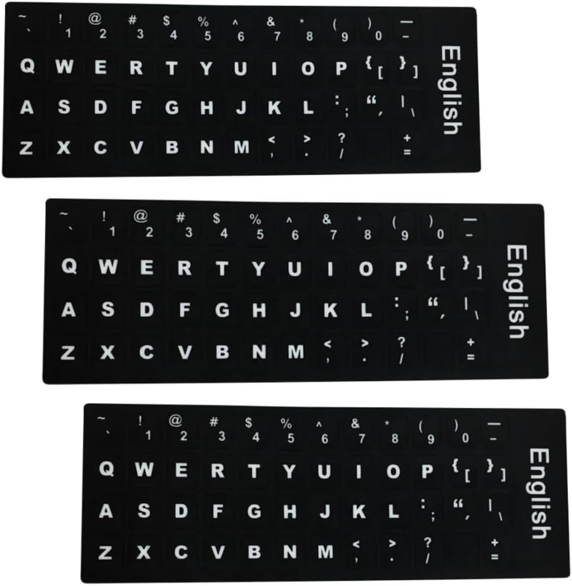 3 Pcs English Keyboard Stickers,Big Letter Full Set, Black Background with White Lettering, Laptop Desktop Computer Keyboards Accessoriesalphabet Stickers