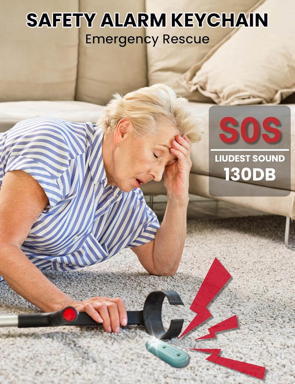 VIEYKEA Personal Safety Alarm Keychain for Women, 130DB Loud Self Defense Key Chain with LED Strobe Light, Protection Safe Siren Devices for Elderly Emergency Travel College (Black) image number 5