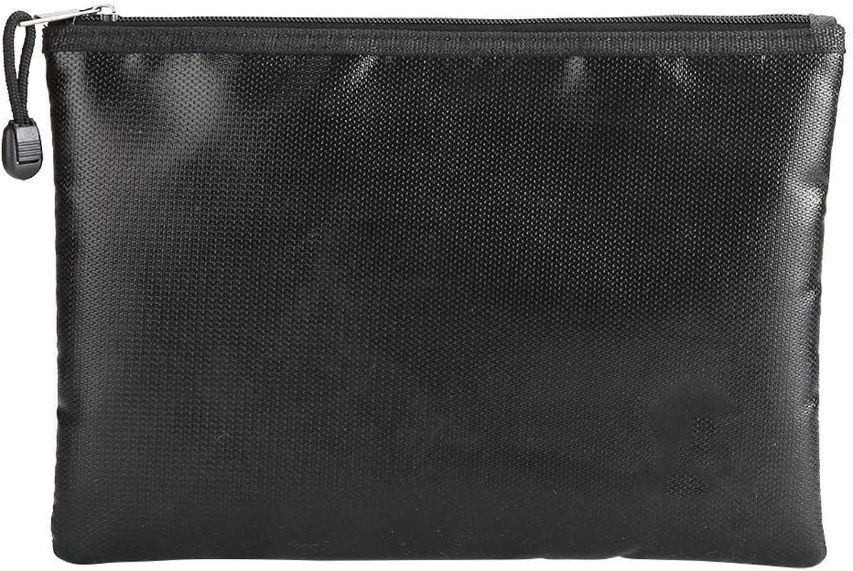 Fireproof Document Bag, 27X16Cm, Silicone Coated Fiberglass, 1000℃ Heat Resistant, Waterproof Storage for Money, Documents, Jewellery, Passport, Black image number 5