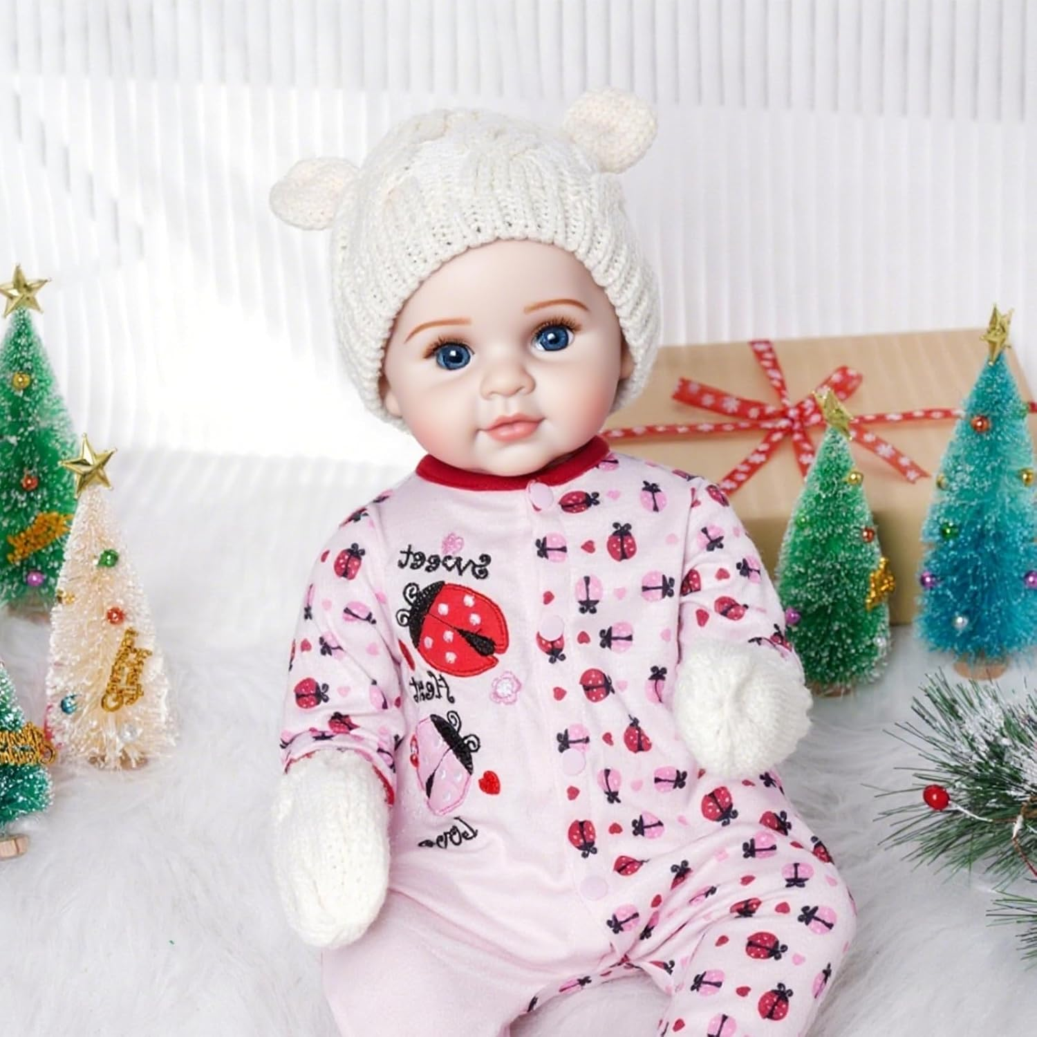 Baby Beanie Hat Gloves Set Newborn Winter Hats with Warm Knitted Glvoes Soft Beanie for Little Boys Little Girls image number 4