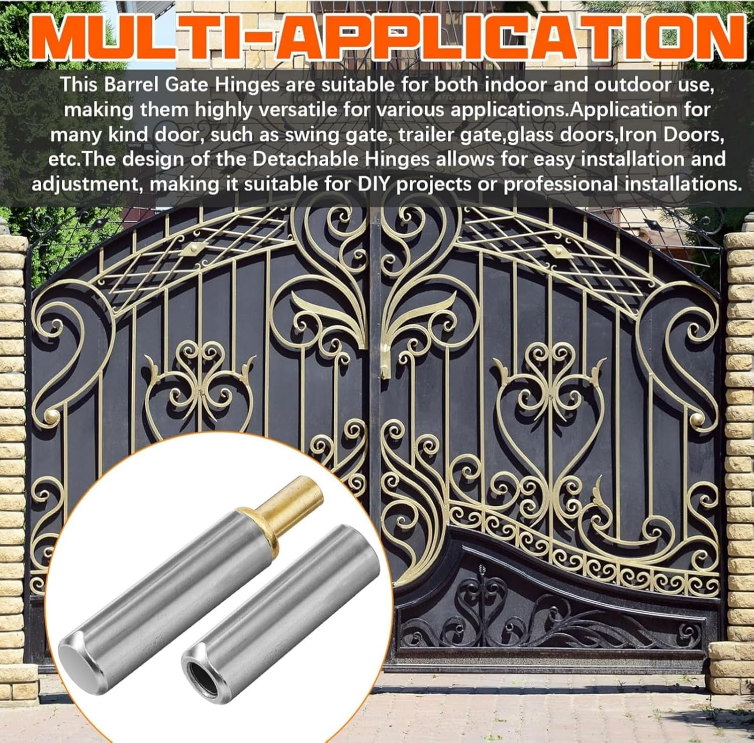 Weldable Barrel Hinges Heavy Duty Weld on Bullet Hinges Carbon Steel Detachable Gate Door Fittings for Swing Door Trailer Ramp (12Pcs(16Mm*120Mm))