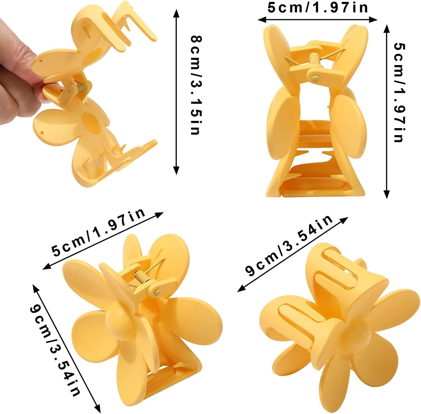 8PCS 4.1 Inch Summer Matte Hair Claw Clips & Flower Claw Clips, Square Large Claw Clips for Women Girls, Strong Hold Hair Accessories for Thick, Thin, Curly, Long and Fine Hair image number 6