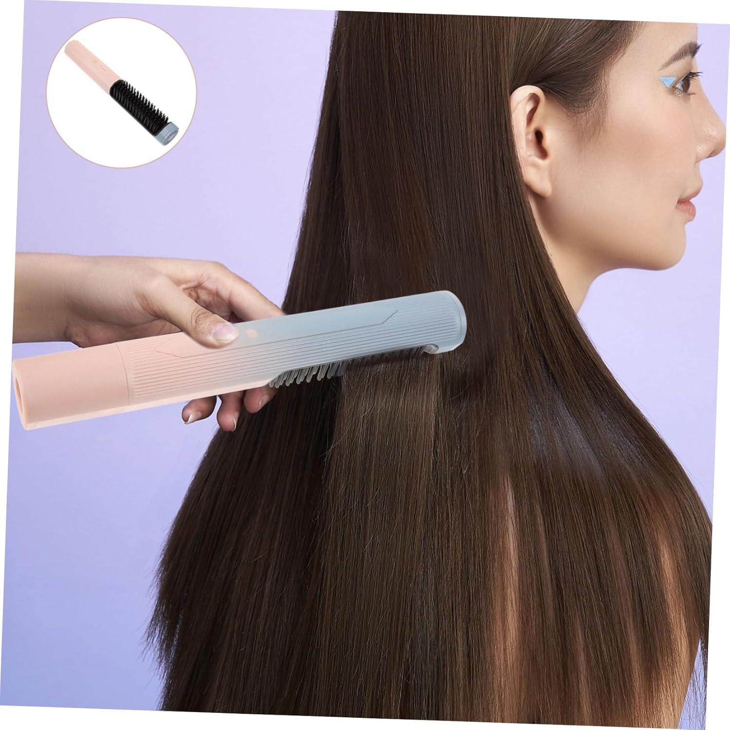 WOONEKY Portable Hair Straightener Comb Cordless Styler Heated Brush for Hair Types image number 4