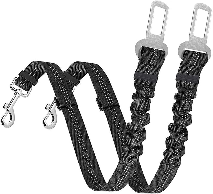 Adjustable Durable Seat Belt, 2 Pieces Pet Car Seat Belt, Adjustable Pet Seat Belt, Harness Dog Car Seat Belt, Adjustable Dog Seat Belt, for Small Medium Large Dogs Car Safety, Black