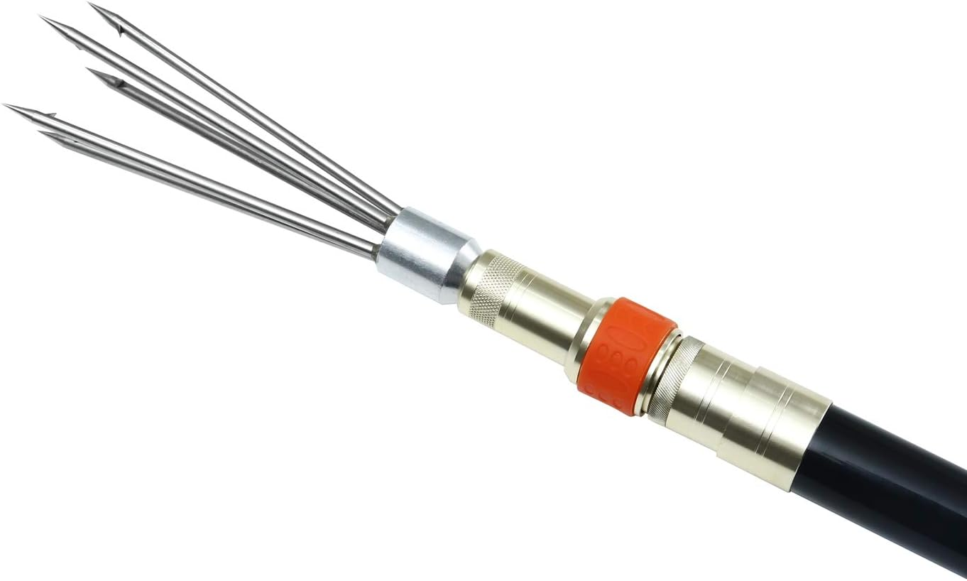 Ledytech 59~236Inch 5~9 Prong Harpoon Gaffs Barbed Diving Spears Gig, Telescopic Locking Fishing Rod Harpoon Pole with 8Mm Thread image number 1