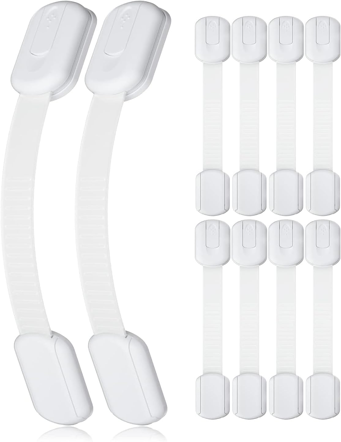 10-Pack Baby Proof Cabinet Locks, Adjustable Child Safety Locks for Drawers & Cabinets, No Tools Installation with 3M Adhesive Tape, Baby Proofing Essentials image number 6