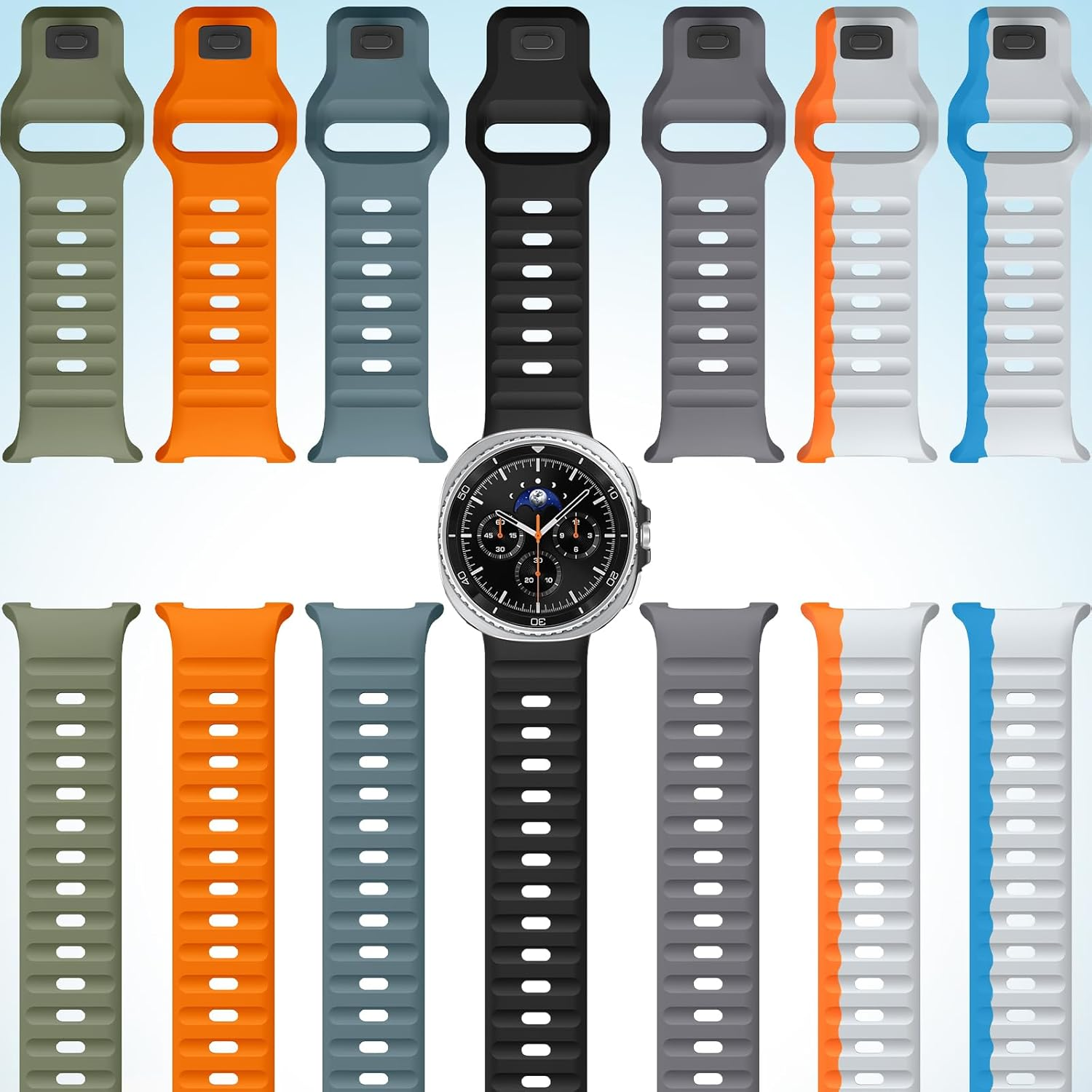 XMUXI Compatible with Samsung Galaxy Watch 8 Strap 44Mm 40Mm, Silicone Sport Breathable Bands for Galaxy Watch 8 Classic Straps 46Mm (No Watch) image number 1