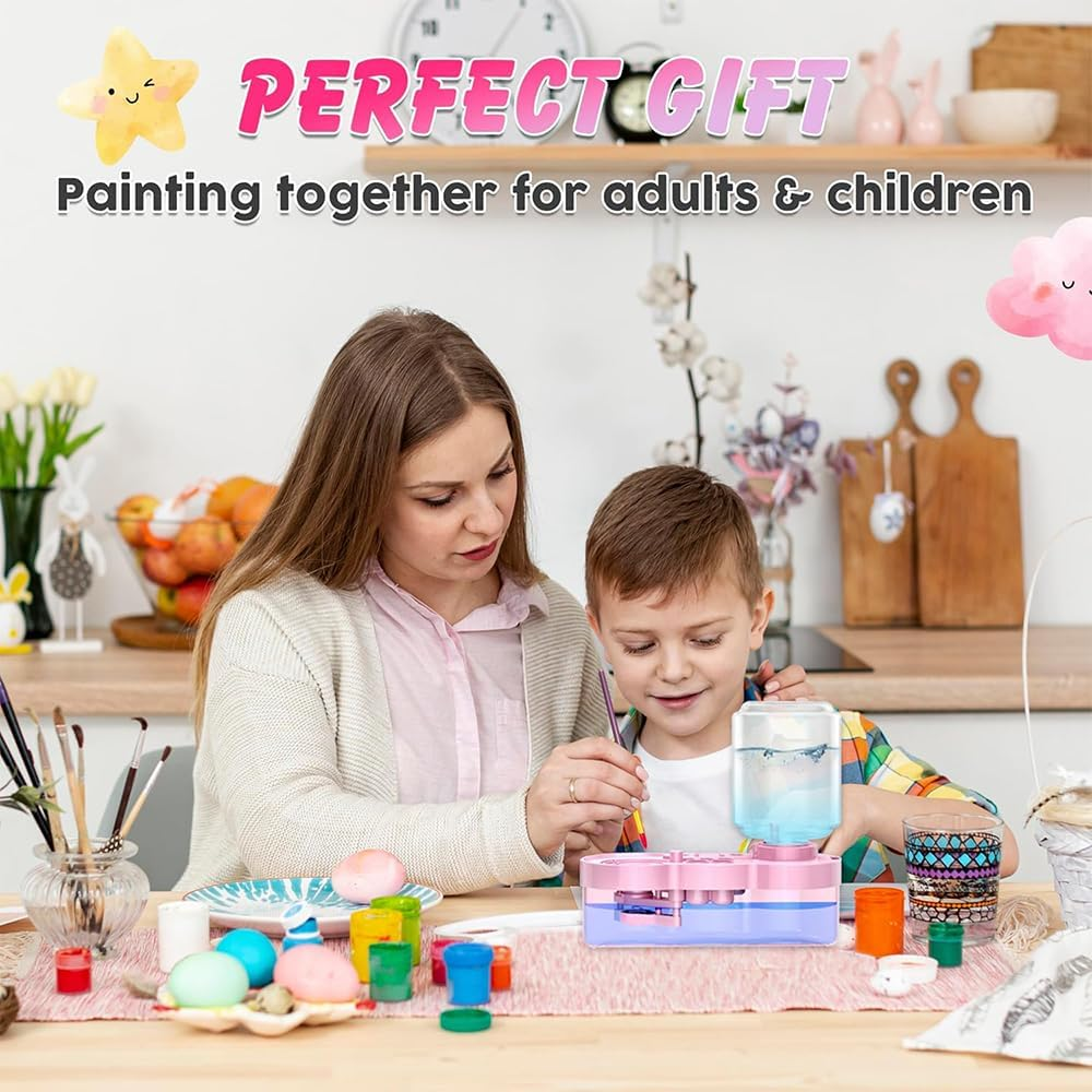 1 PCS Pink Transparent Paint Brush Cleaner Tool,Universal Crafts Water Cycle Watercolor Brushes Rinse Dispenser with Holder and Palette,Washing My Brush,Painting Art Supplies for Artist Beginner Kid image number 6