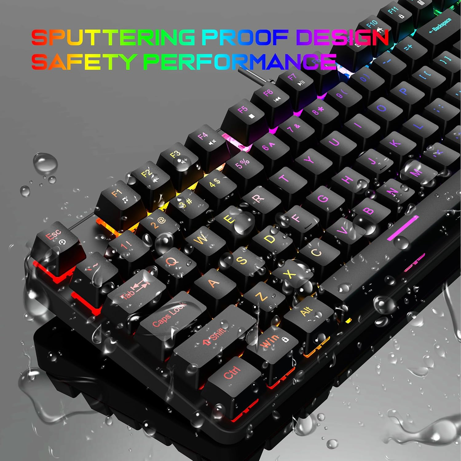 Gaming Mechanical Keyboard, Ergonomic Design, 87 Keys, RGB Backlight, 1.5M Cable,Usb-A Connector Cable, Rich Shortcut Keys image number 1