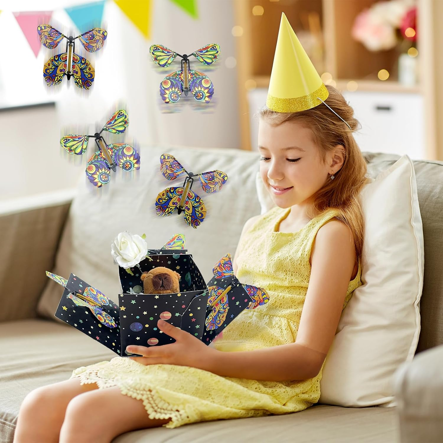 TUSAUW Butterfly Explosion Gift Box - Flying Butterfly Surprise Box for Birthdays, Christmas, Valentines, Proposal, Wedding Gifts & Prank (Black) - Black2 image number 4