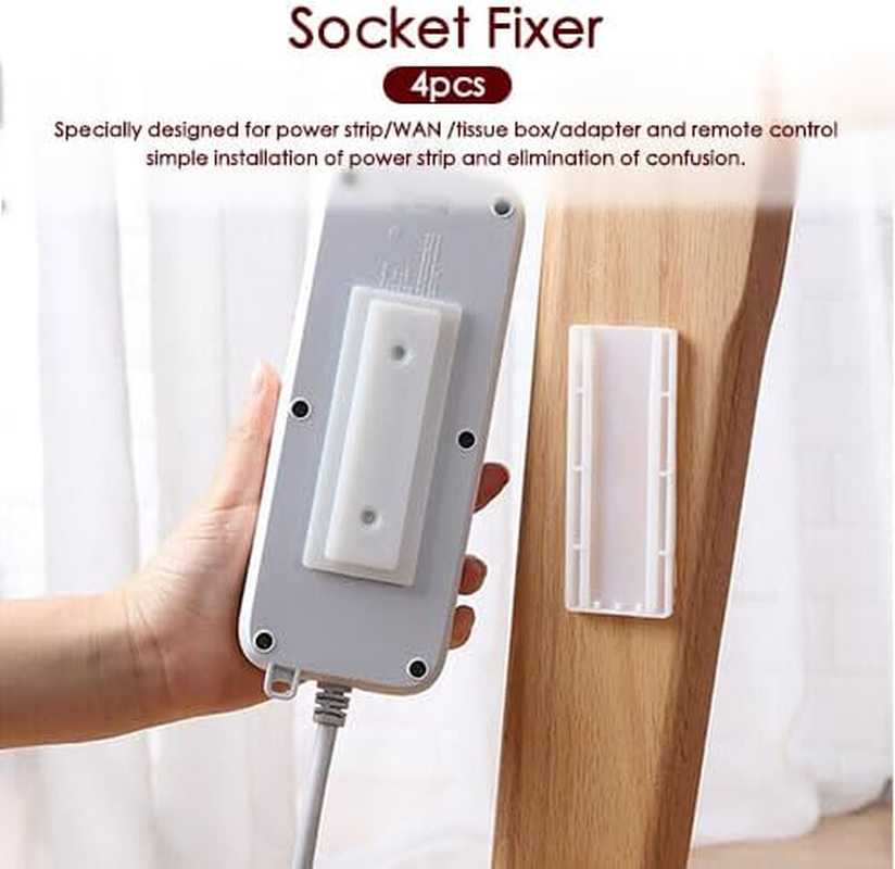 4 Pack Sticker Hanger Panel Self Adhesive Holder Socket Fixer Extension Cable Organizer Socket Power Strip Holder Pasting for Router, Remote Control image number 4
