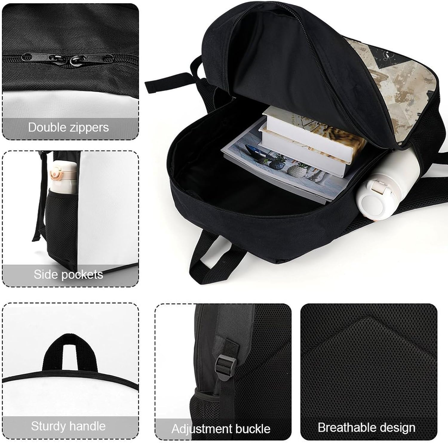 RTFGHJS Chess Piece Brown Pattern Laptop Backpack,17 Inch Fashion Travel Backpacks Shoulder Bag, Crossbody Bag for Work - Animal German Shepherd image number 3