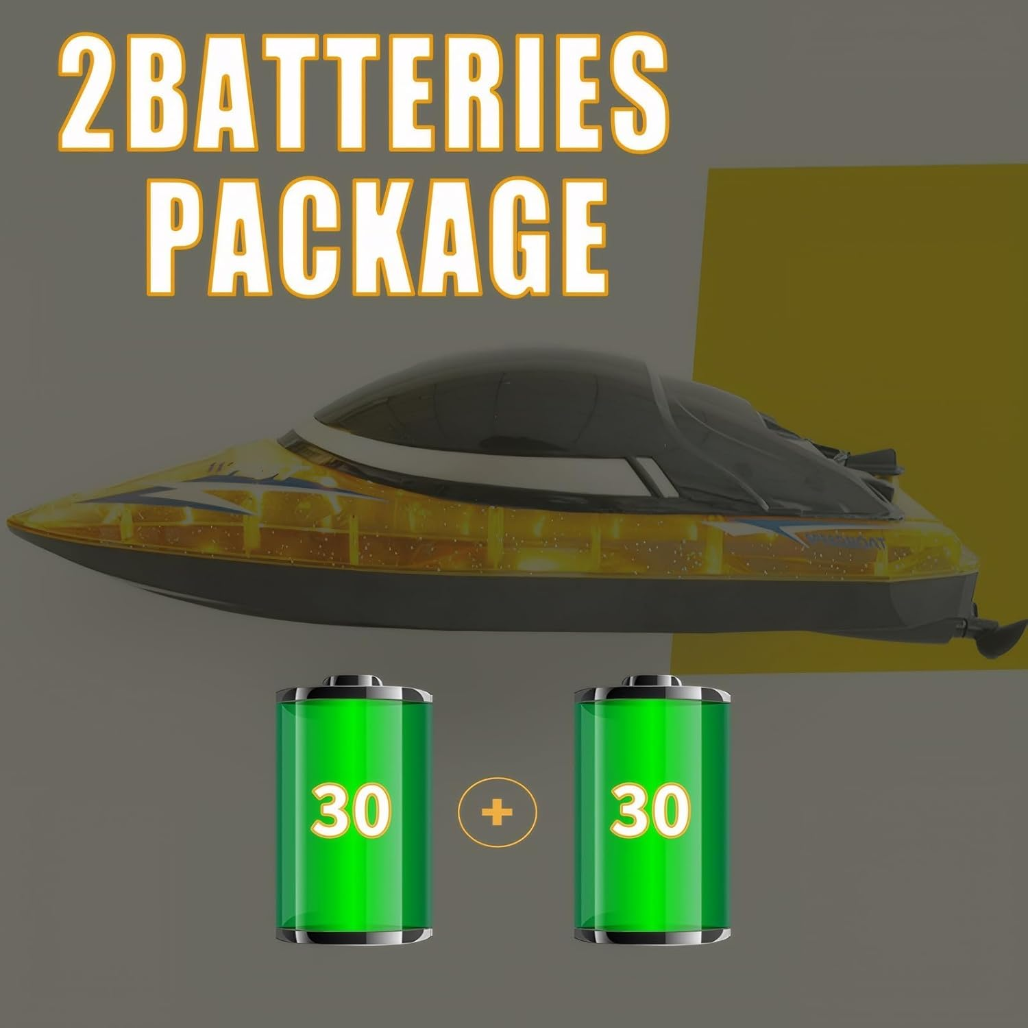 RC Boat with 2 Rechargeable Battery, 30+ MPH Fast Remote Control Boat with Storage Package, 2.4G Large RC Electric Boats Pool and Lakes Toys with LED Lights for Adults and Kid (709-Orange) - 819-Green image number 2