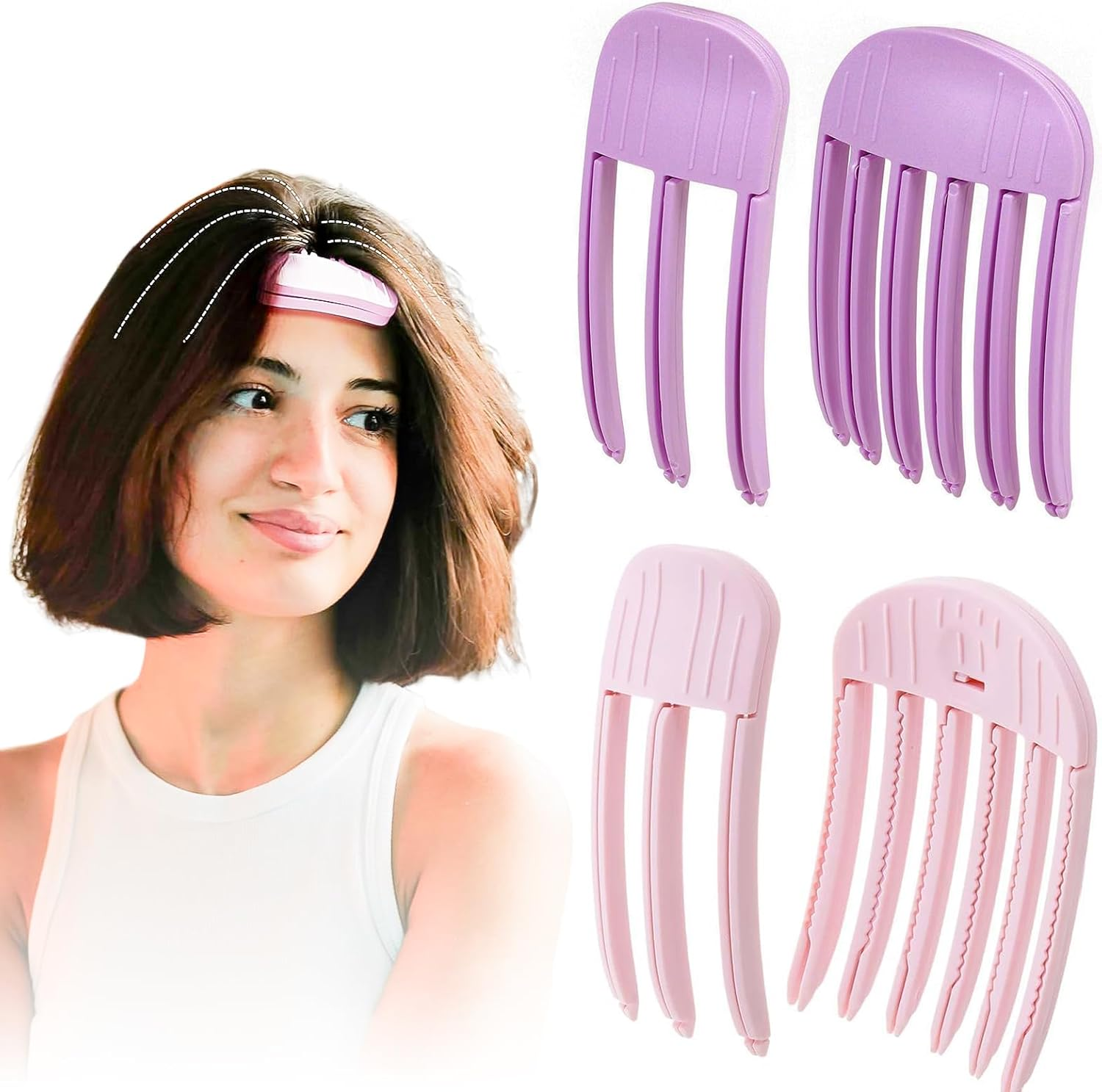 LINTRA Volume Hair Clip, Pack of 4 Volume Clips Hair Roots, 3 and 6 Teeth Volume Comb, Purple and Pink Volumising Hair Clip, for Lifting and Volume at the Hair Roots image number 4